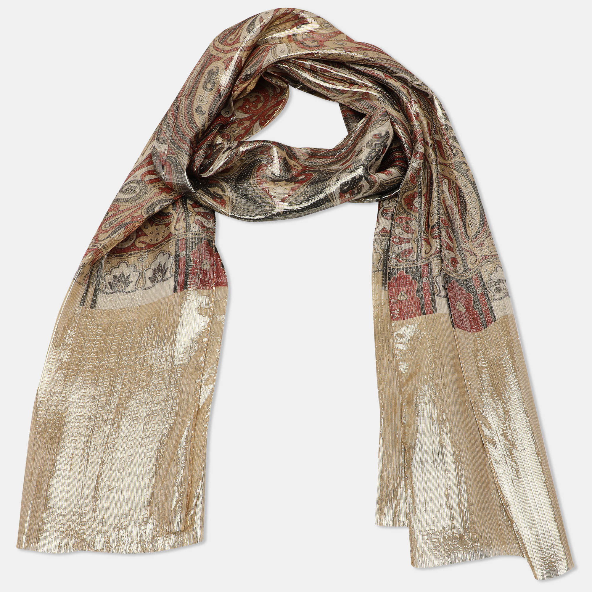 Etro Multicolor Printed Silk Blend Lurex Stole 