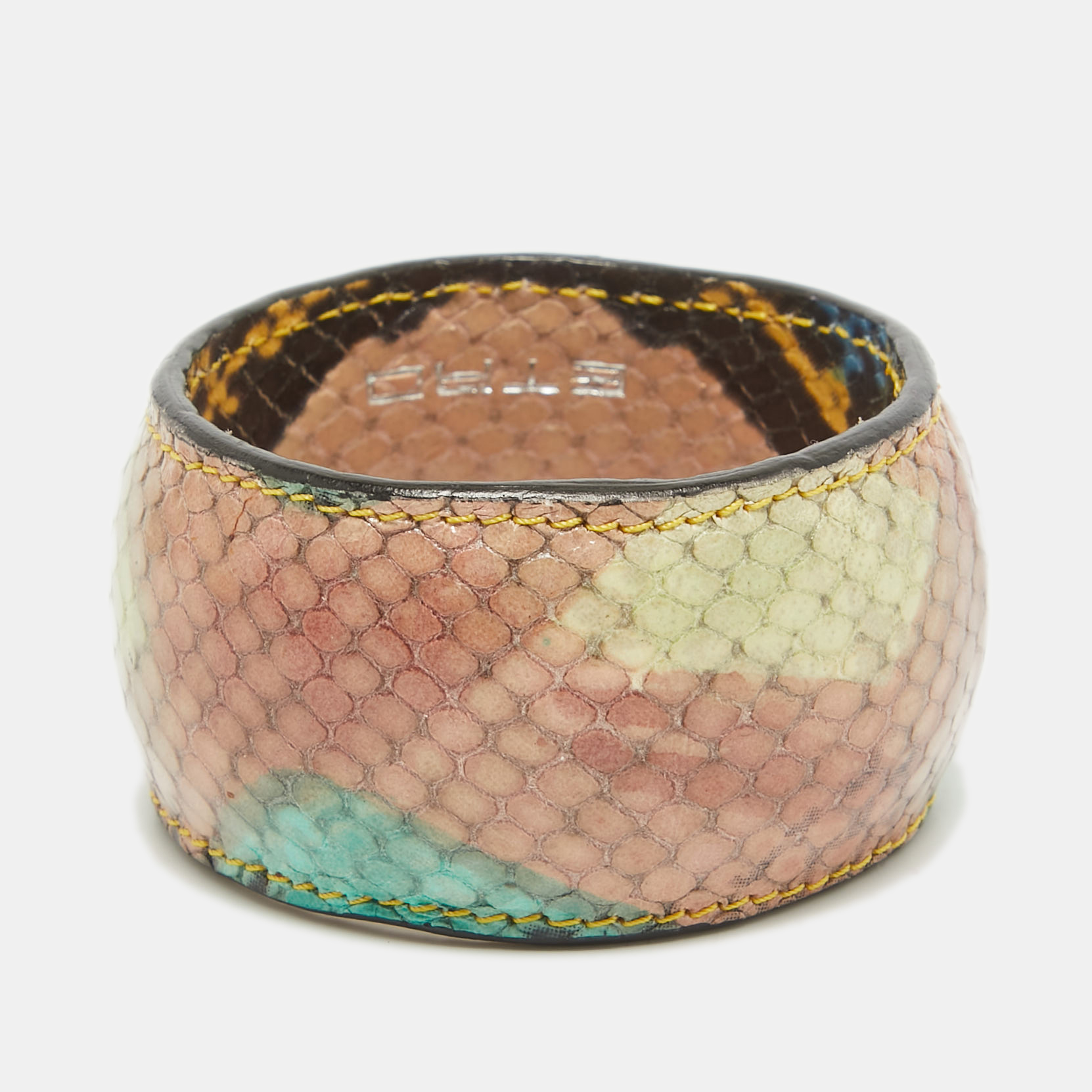 Etro Multicolor Python Effect Leather Bangle Bracelet 
