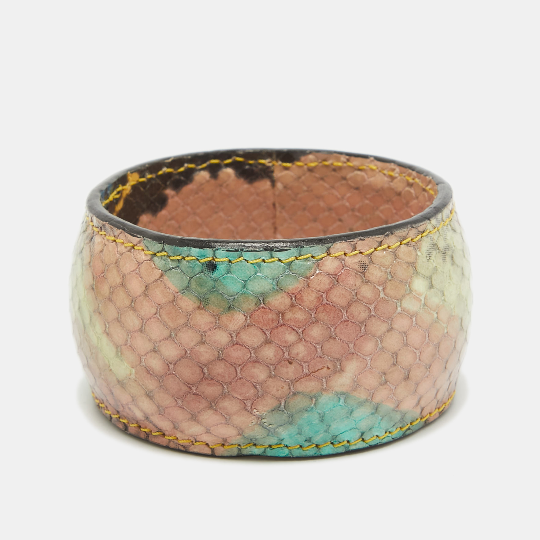 

Etro Multicolor Python Effect Leather Bangle Bracelet