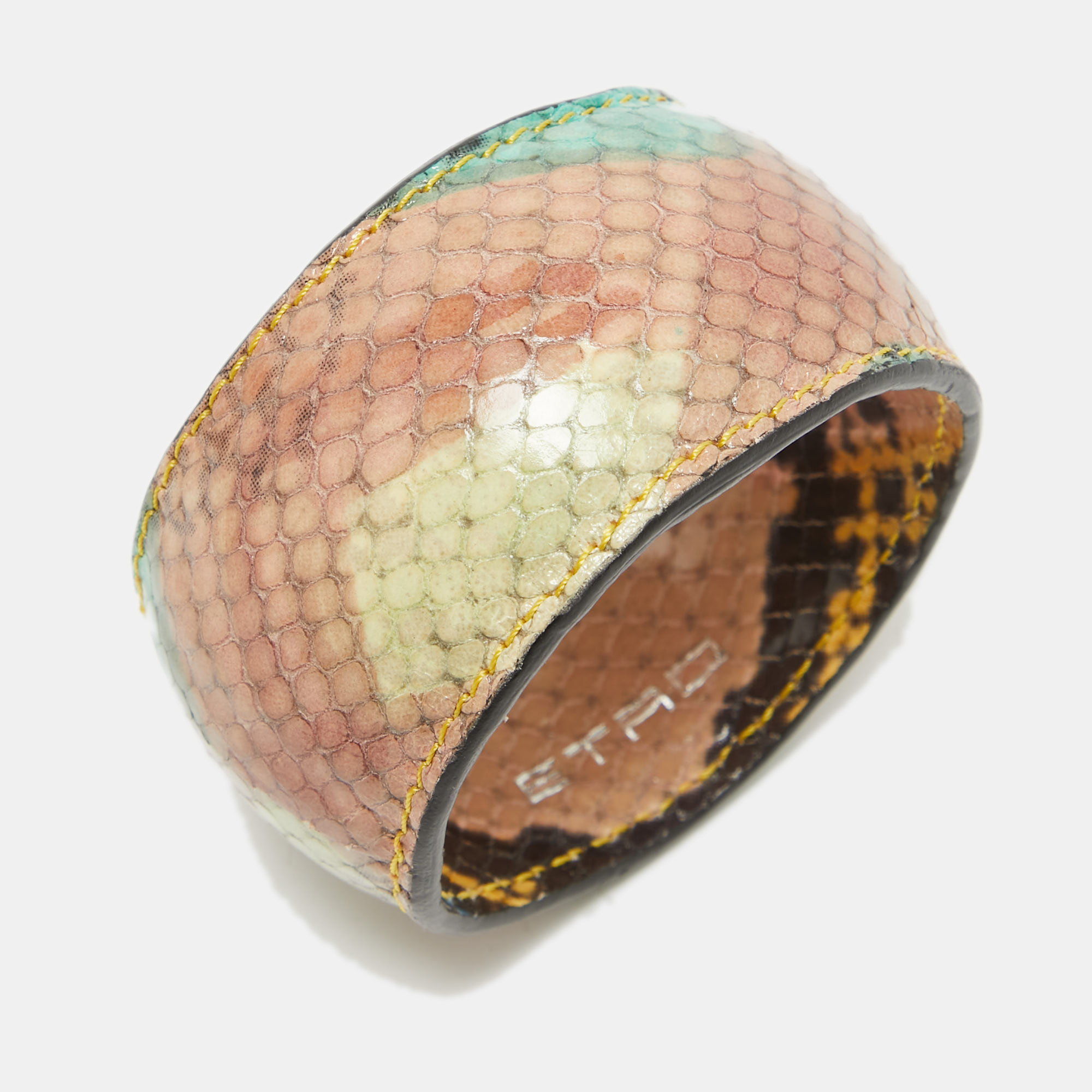 Etro Multicolor Python Effect Leather Bangle Bracelet 
