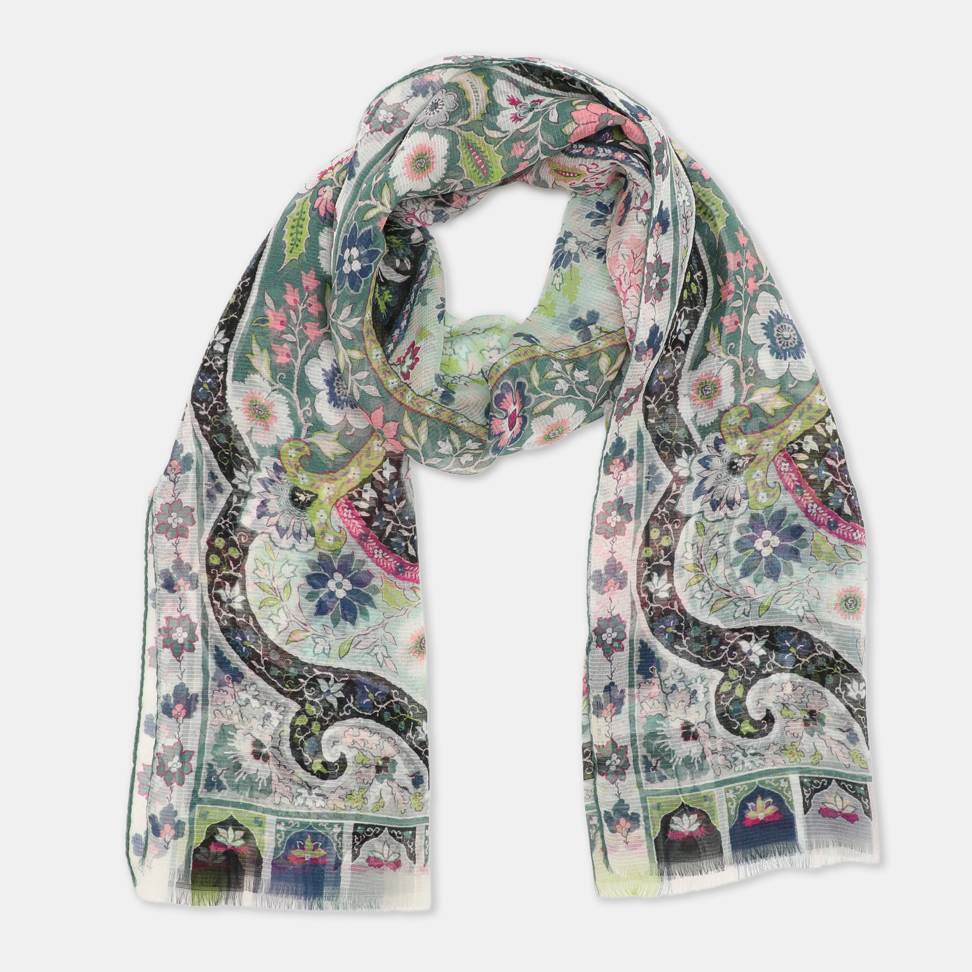 Etro Multicolor Printed Silk Scarf 