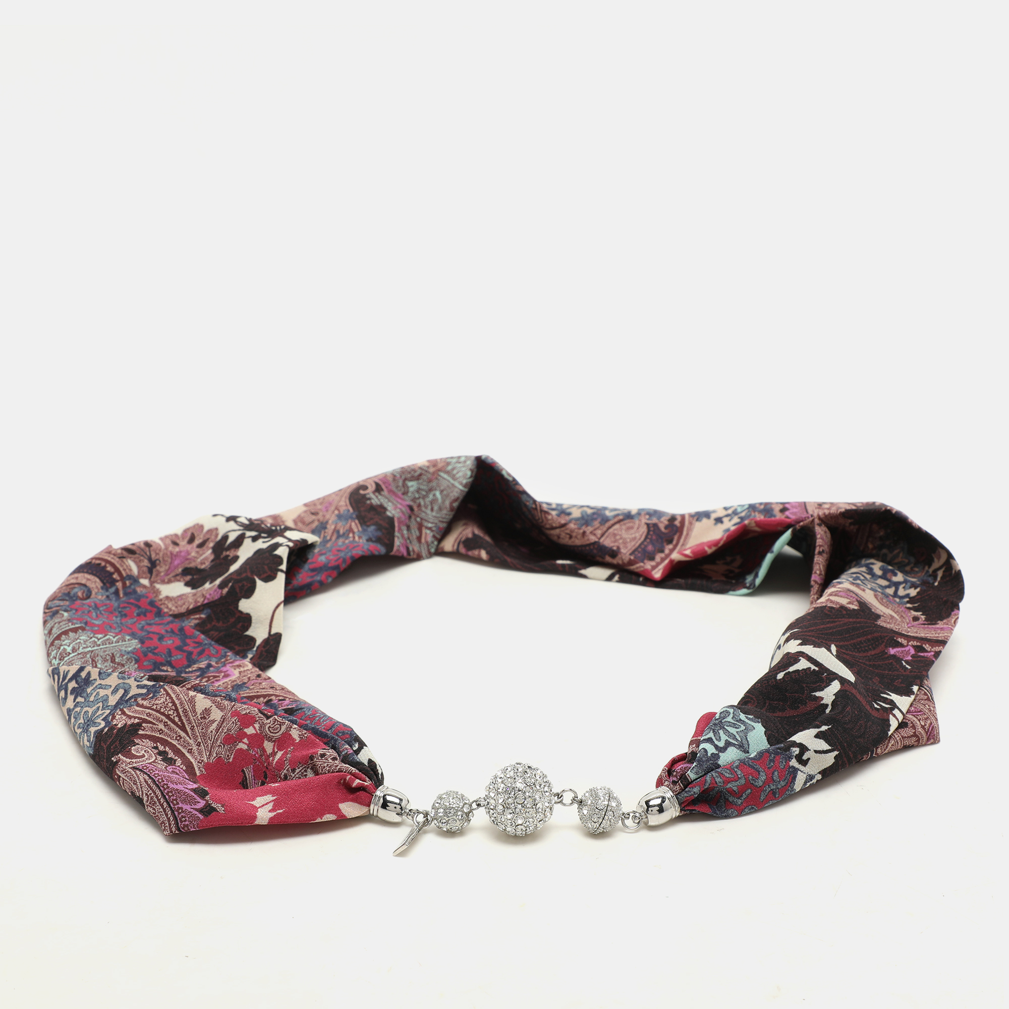 

Etro Multicolor Printed Silk Crystal Detail Neck Infinity Scarf