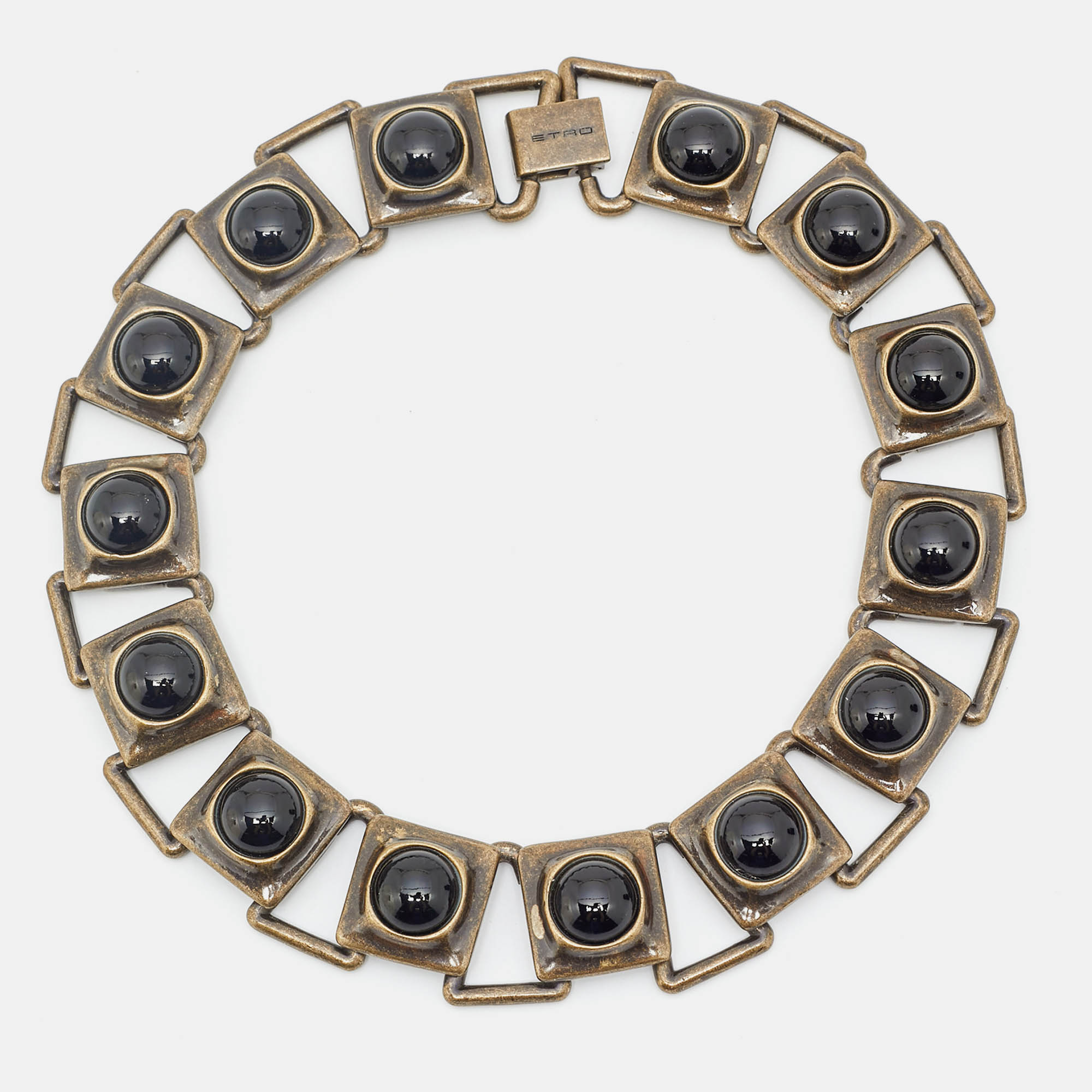 Pre-owned Etro Resin Antique Gold Tone Choker Necklace