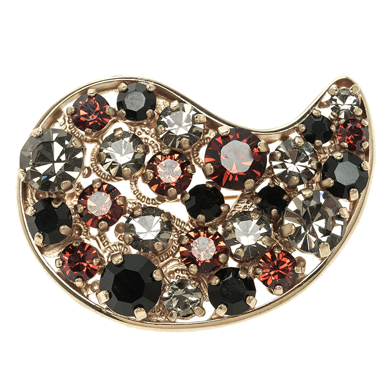 Pre Owned Etro Paisley Crystal Gold Tone Brooch