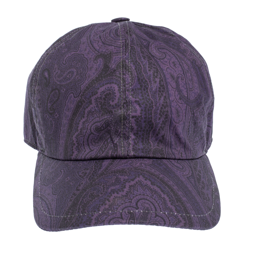 

Etro Purple Paisley Printed Cotton Baseball Cap