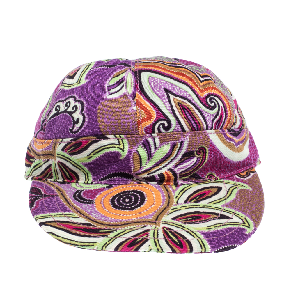 

Etro Fuschia Paisley Printed Cotton Cap, Purple
