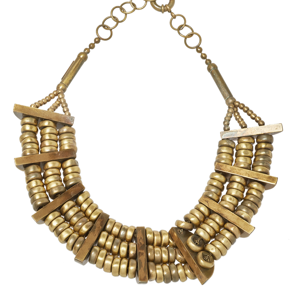 Pre-owned Etro Aged Gold Tone Layered Dome Necklace