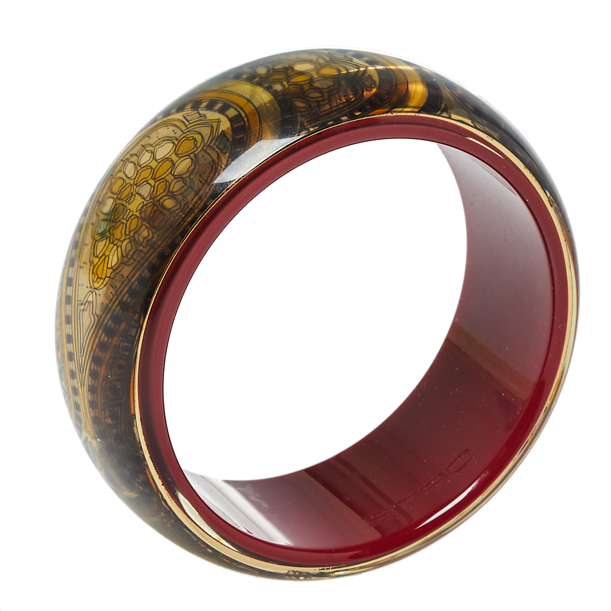 

Etro Red & Gold Paisley Inlay Resin Bangle Bracelet