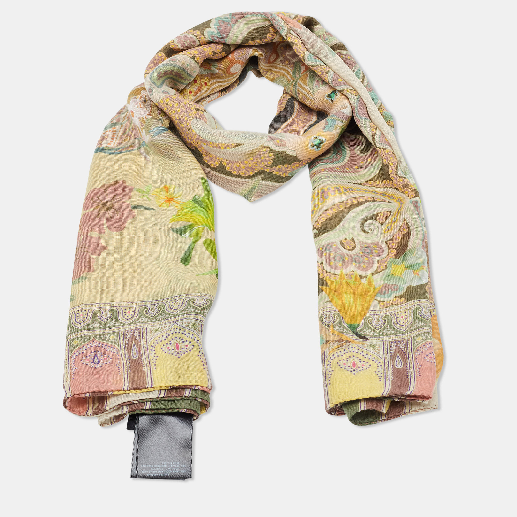 

Etro Multicolor Floral Patterned Silk & Wool Stole