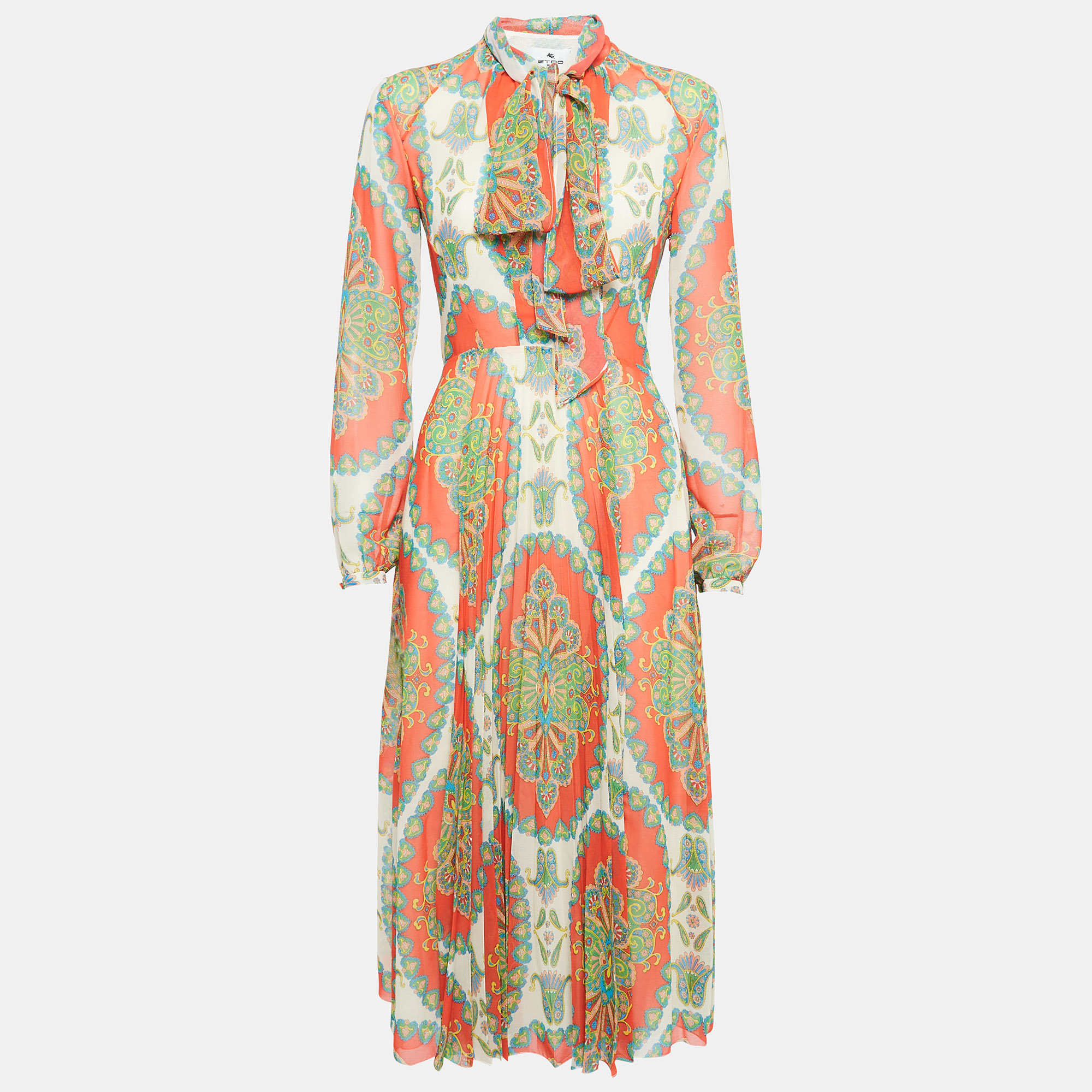 

Etro Multicolor Paisley Print Pleated Midi Dress S