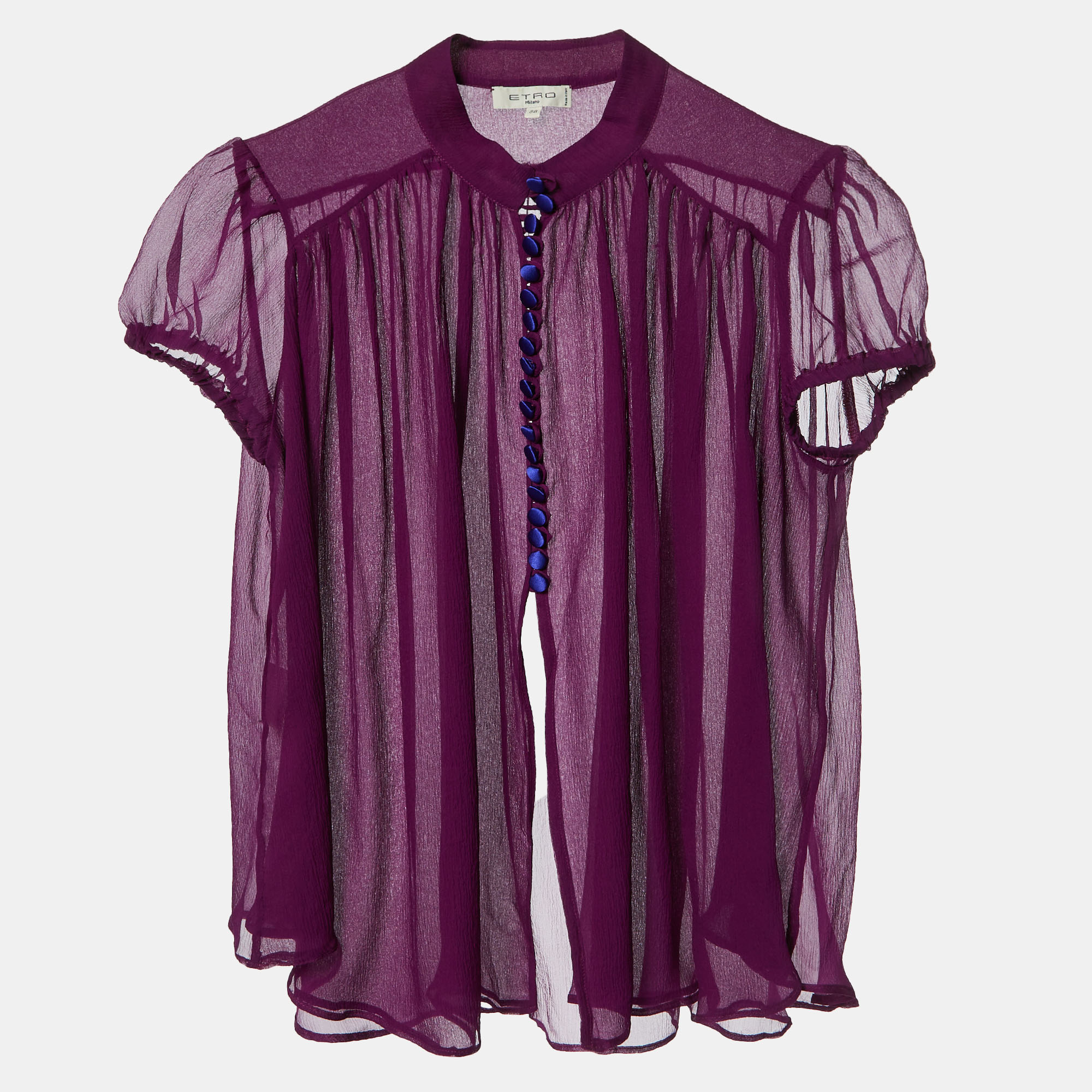 

Etro Purple Chiffon Silk Button Front Blouse S