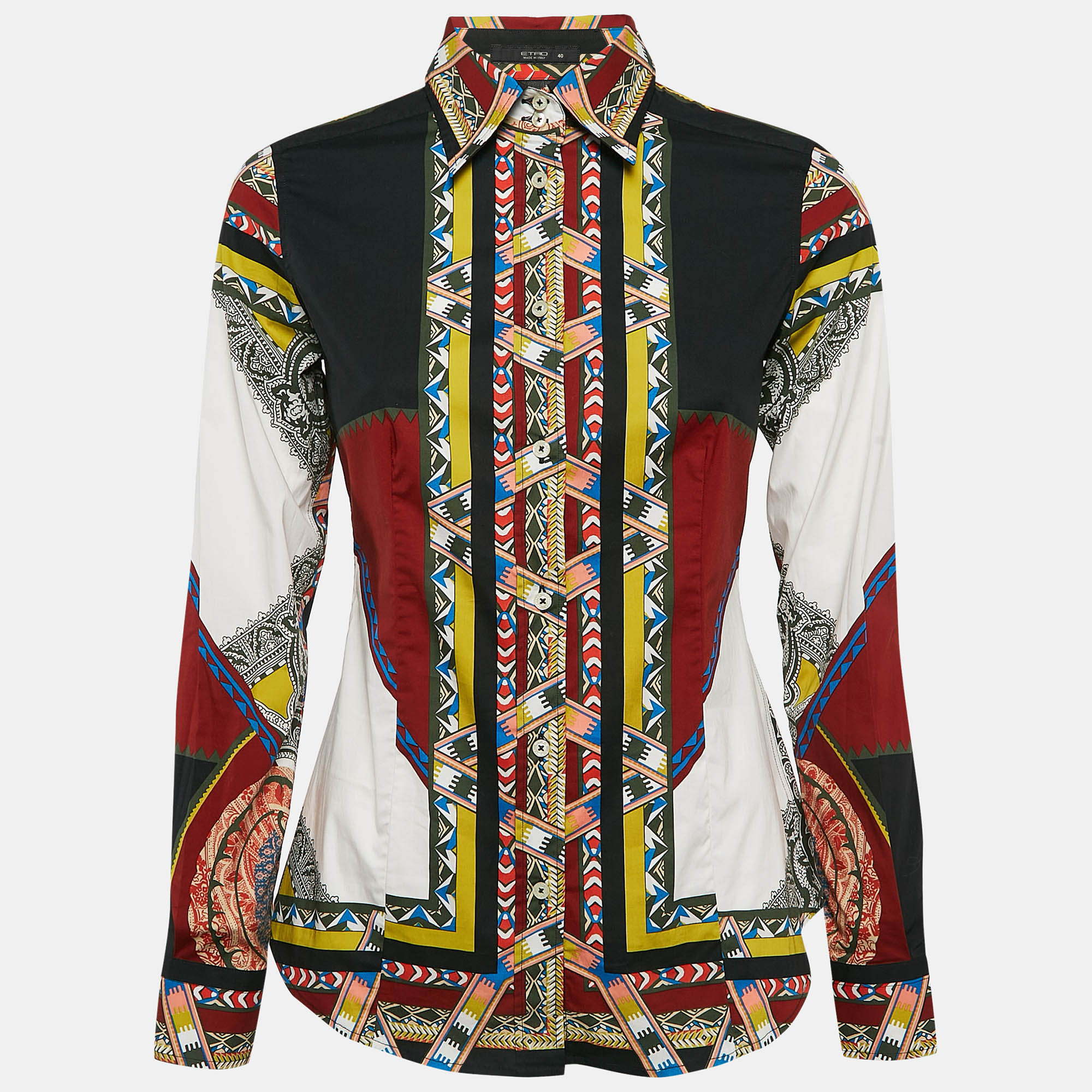 

Etro Multicolor Paisley Print Stretch Cotton Tribal Accent Shirt S