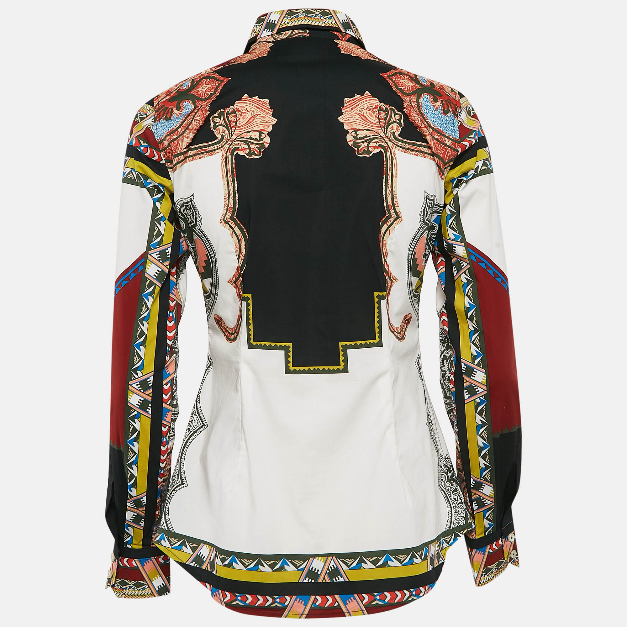 Etro Multicolor Paisley Print Stretch Cotton Tribal Accent Shirt S 