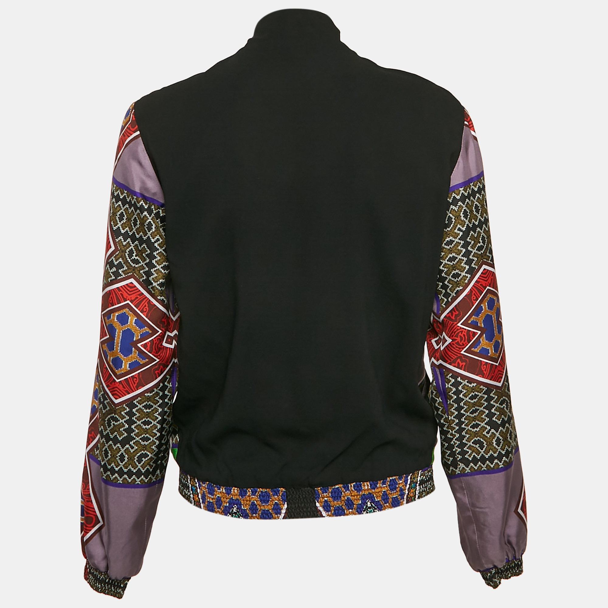 Etro Multicolor Printed Silk Zip-Up Jacket S 