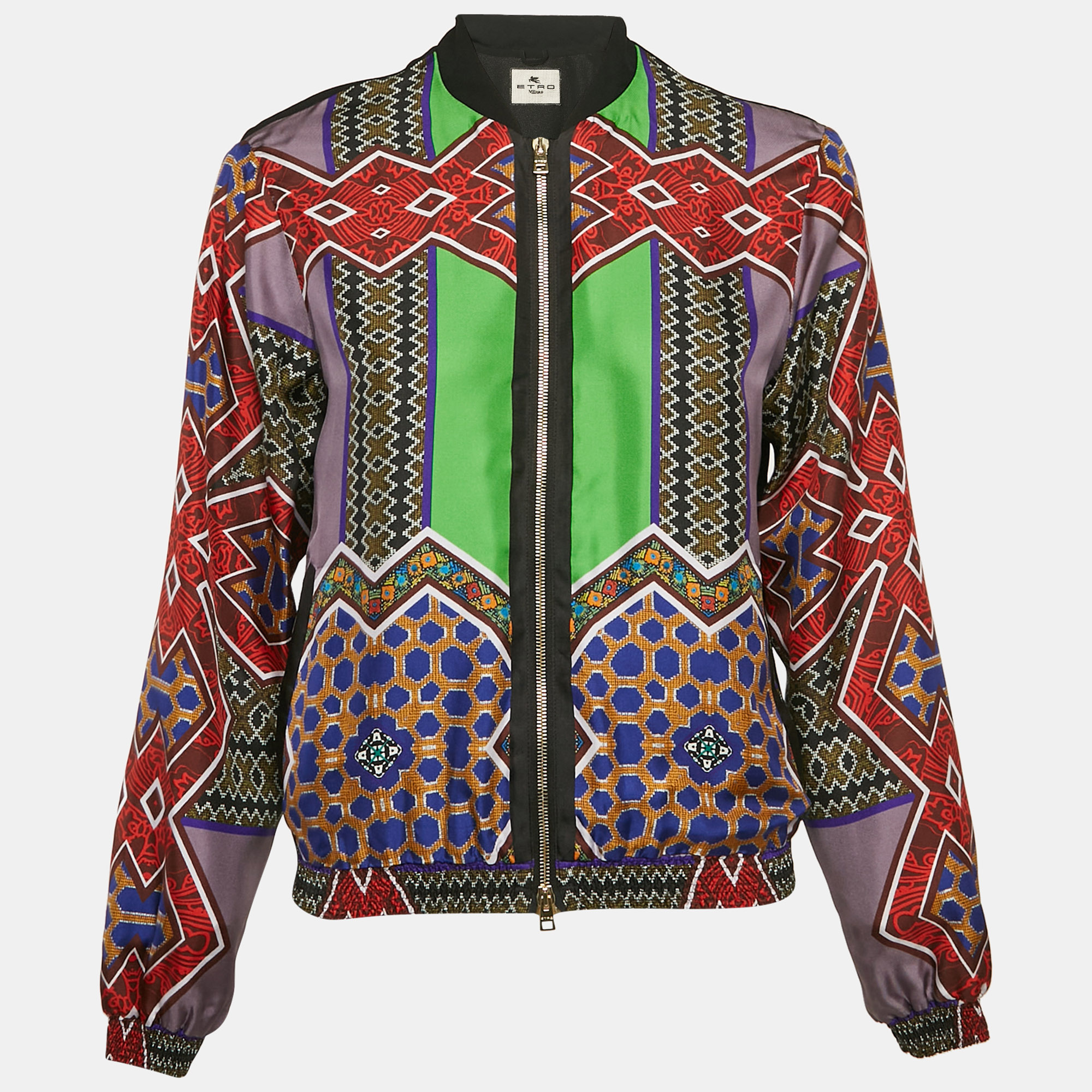 

Etro Multicolor Printed Silk Zip-Up Jacket S