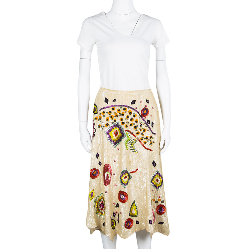 

Etro Multicolour Sequin Embellished Midi Skirt, Cream