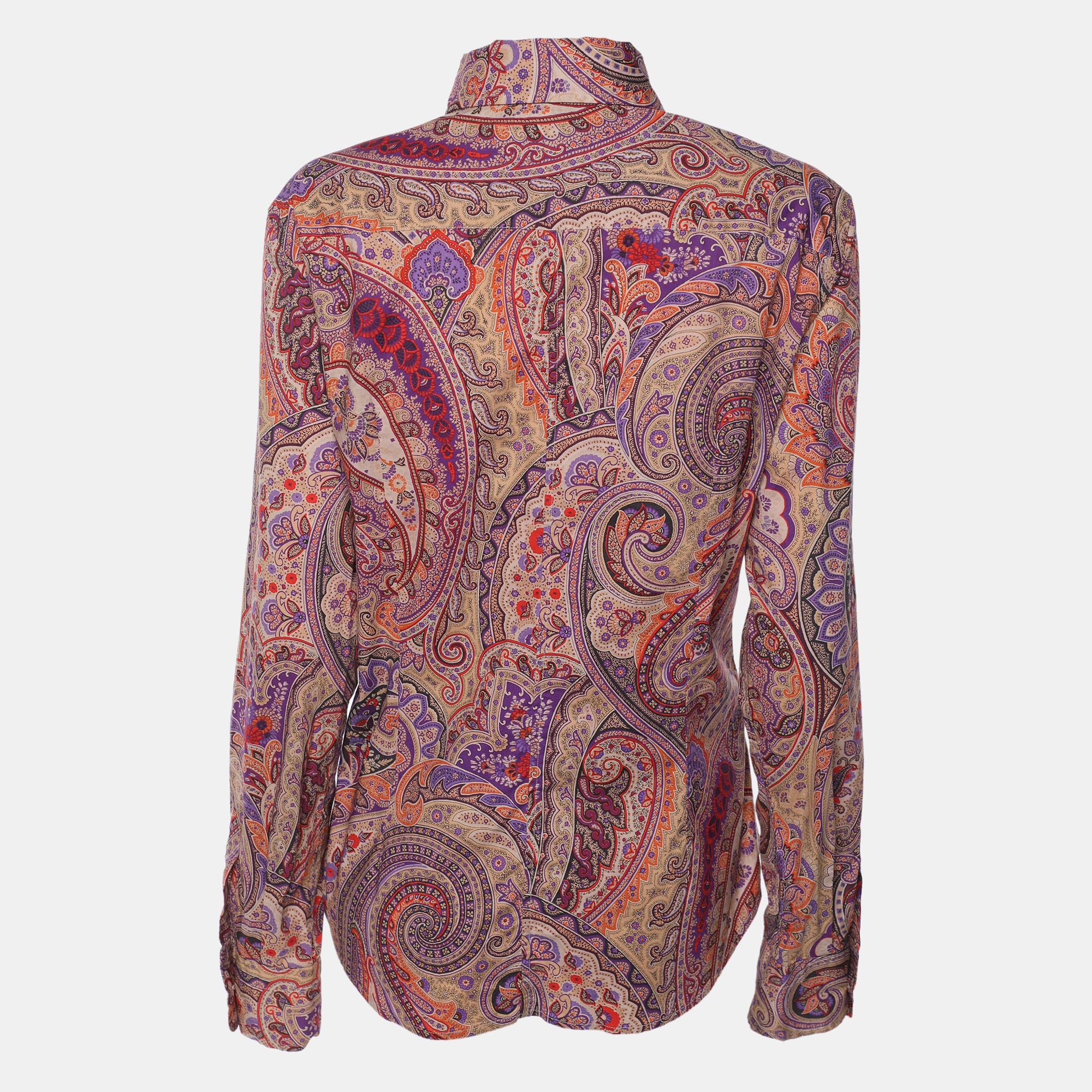 Etro Multicolor Paisley Printed Cotton Button Front Shirt L 