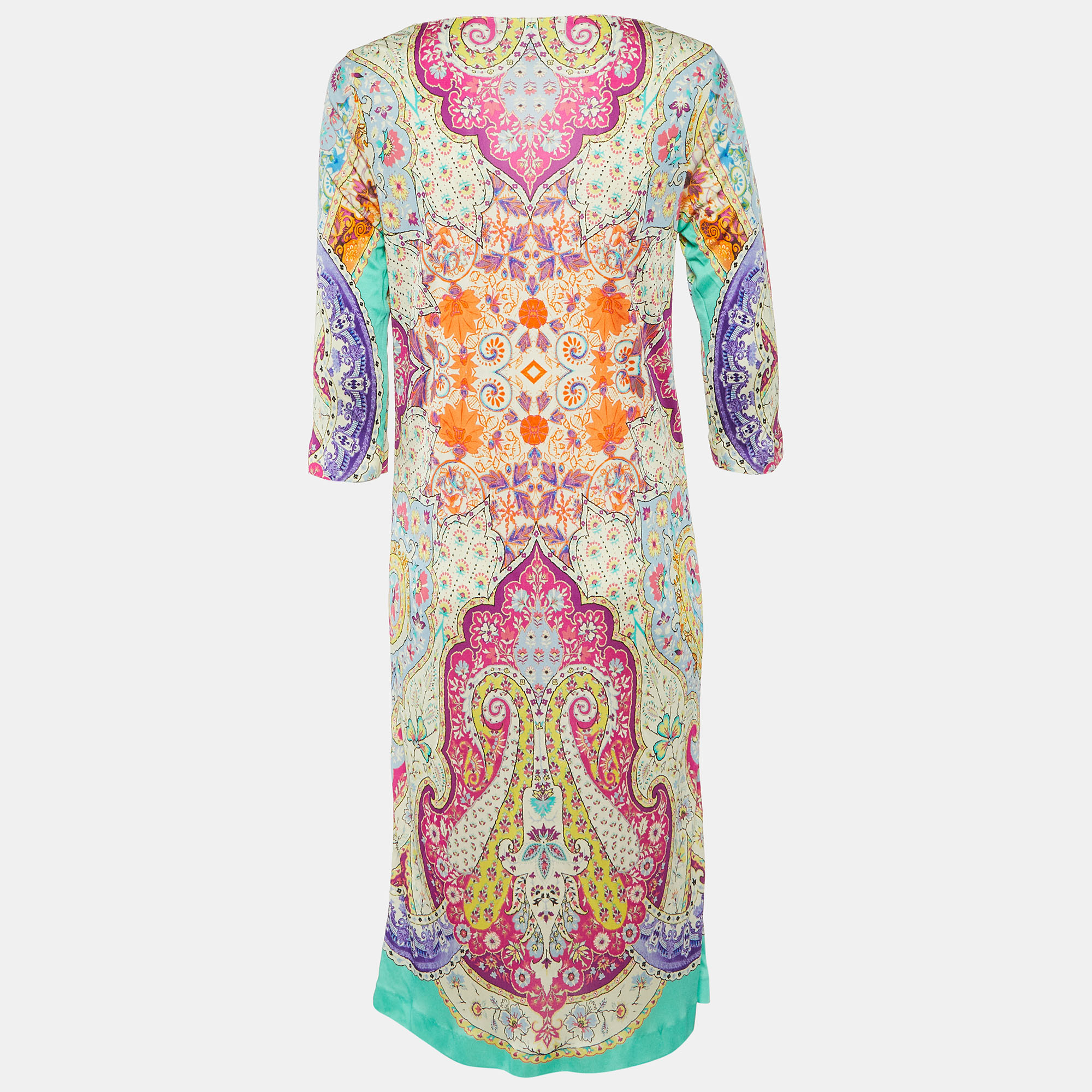 Etro Multicolor Paisley Print Silk Jersey Shift Dress M 