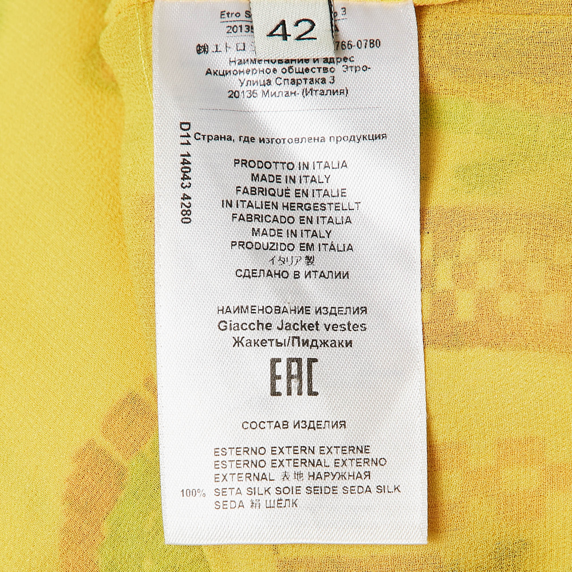 Etro Multicolor Printed Button Front Blouse M 