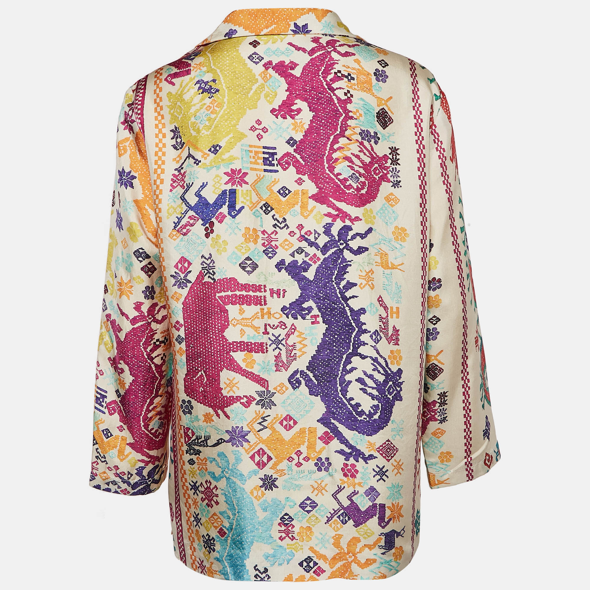 Etro Multicolor Printed Button Front Blouse M 