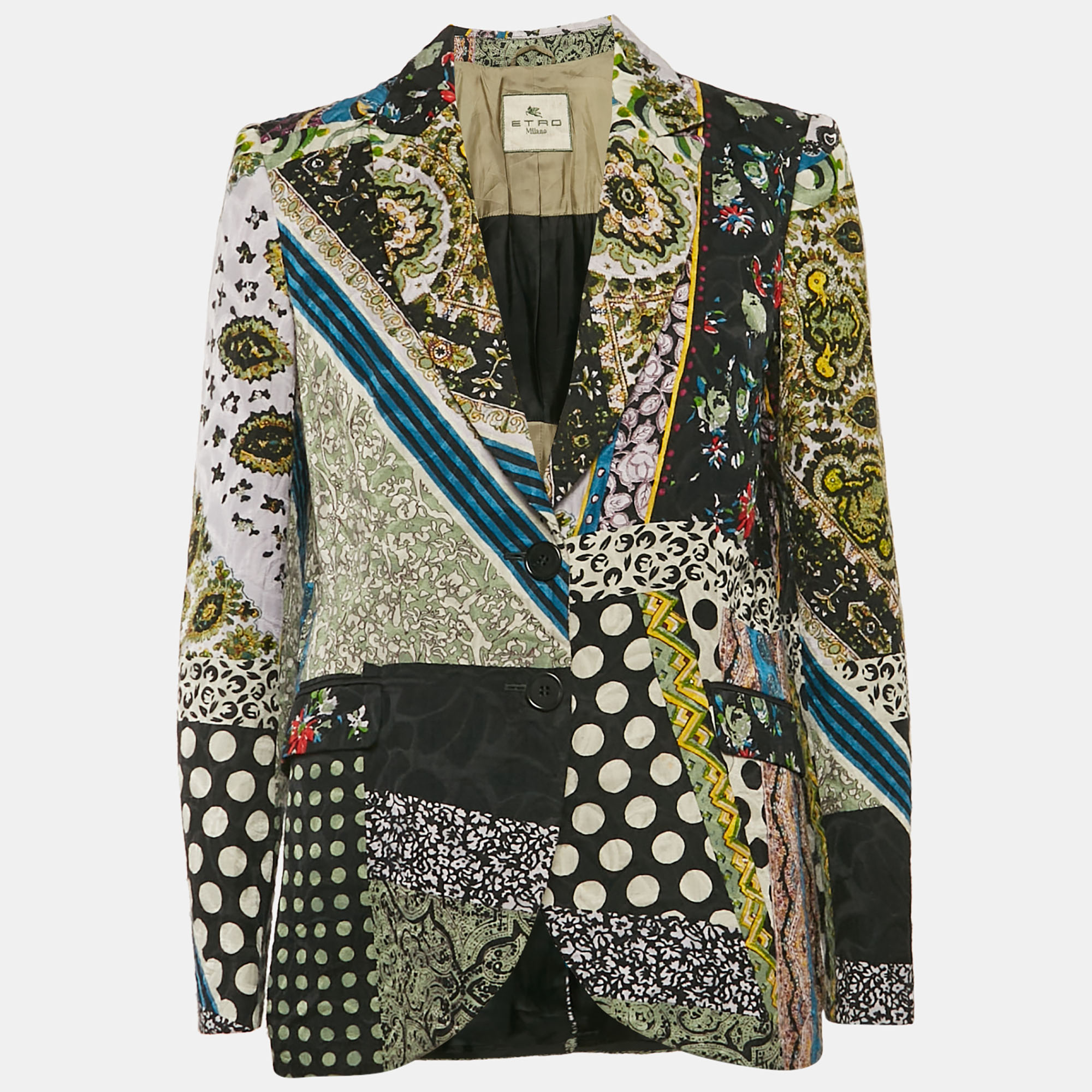 

Etro Vintage Multicolor Printed Cotton Blend Single Breasted Blazer M