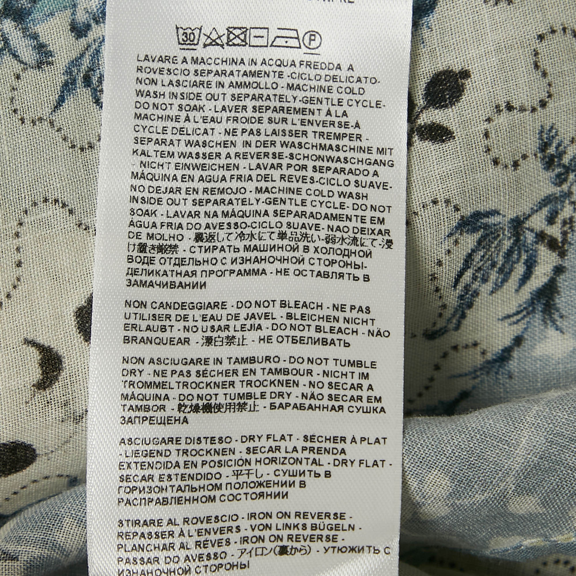 Etro Blue/Multicolor Printed Ramie Button Front Tunic Shirt S 