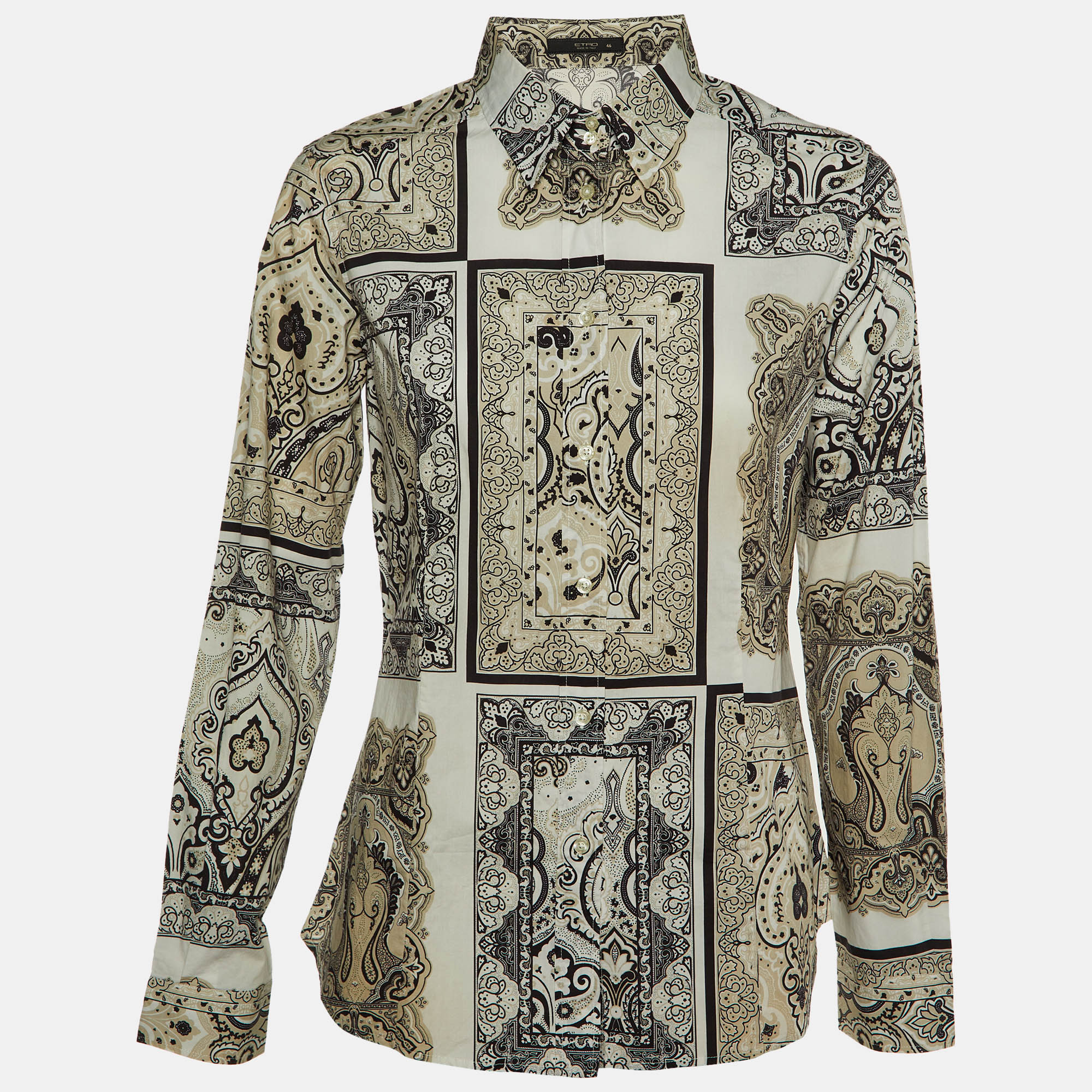 

Etro Beige Paisley Print Cotton Button Front Shirt L