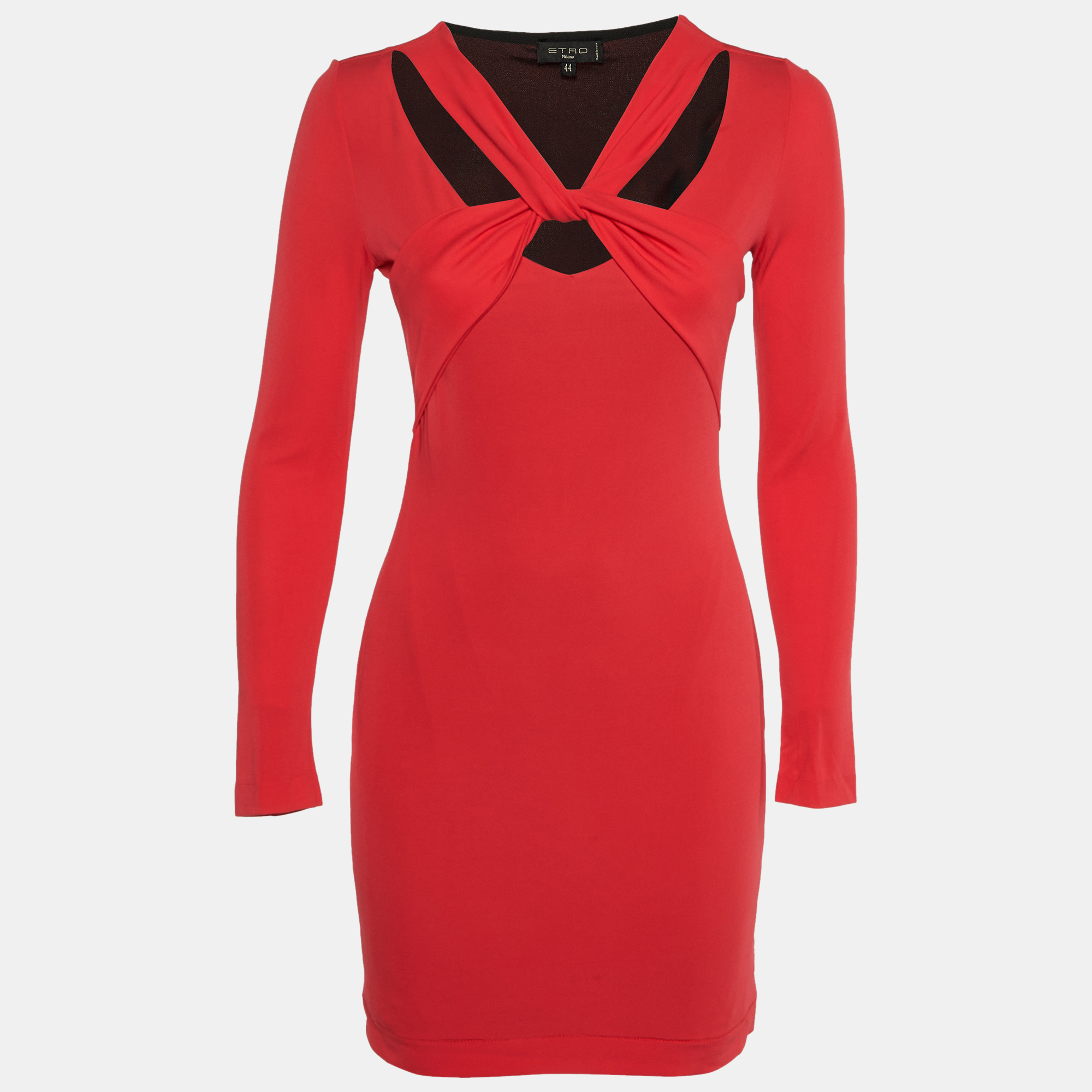 

Etro Red Jersey Cross Neck Detail Mini Dress M