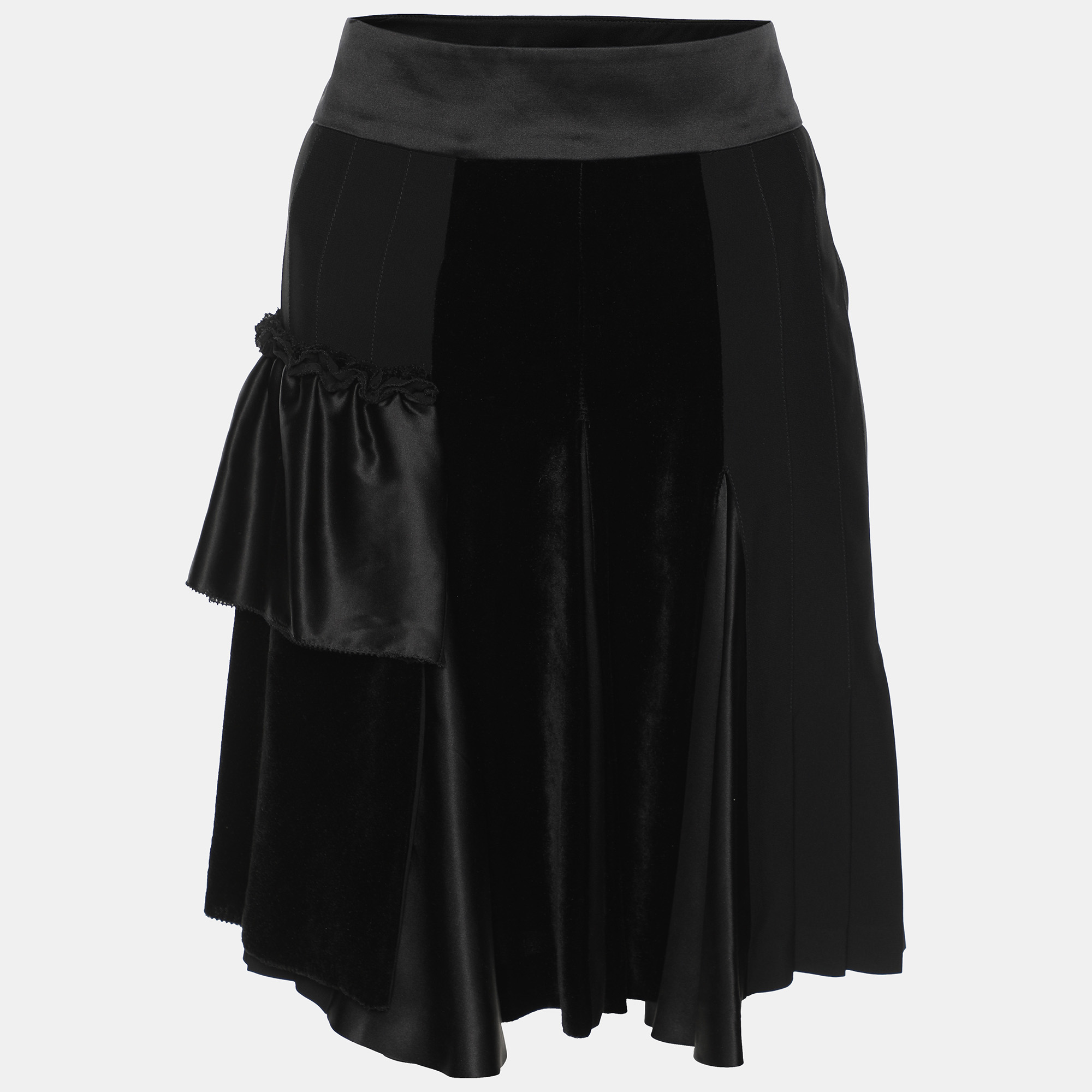 

Etro Black Silk Velvet Ruffled Skirt M