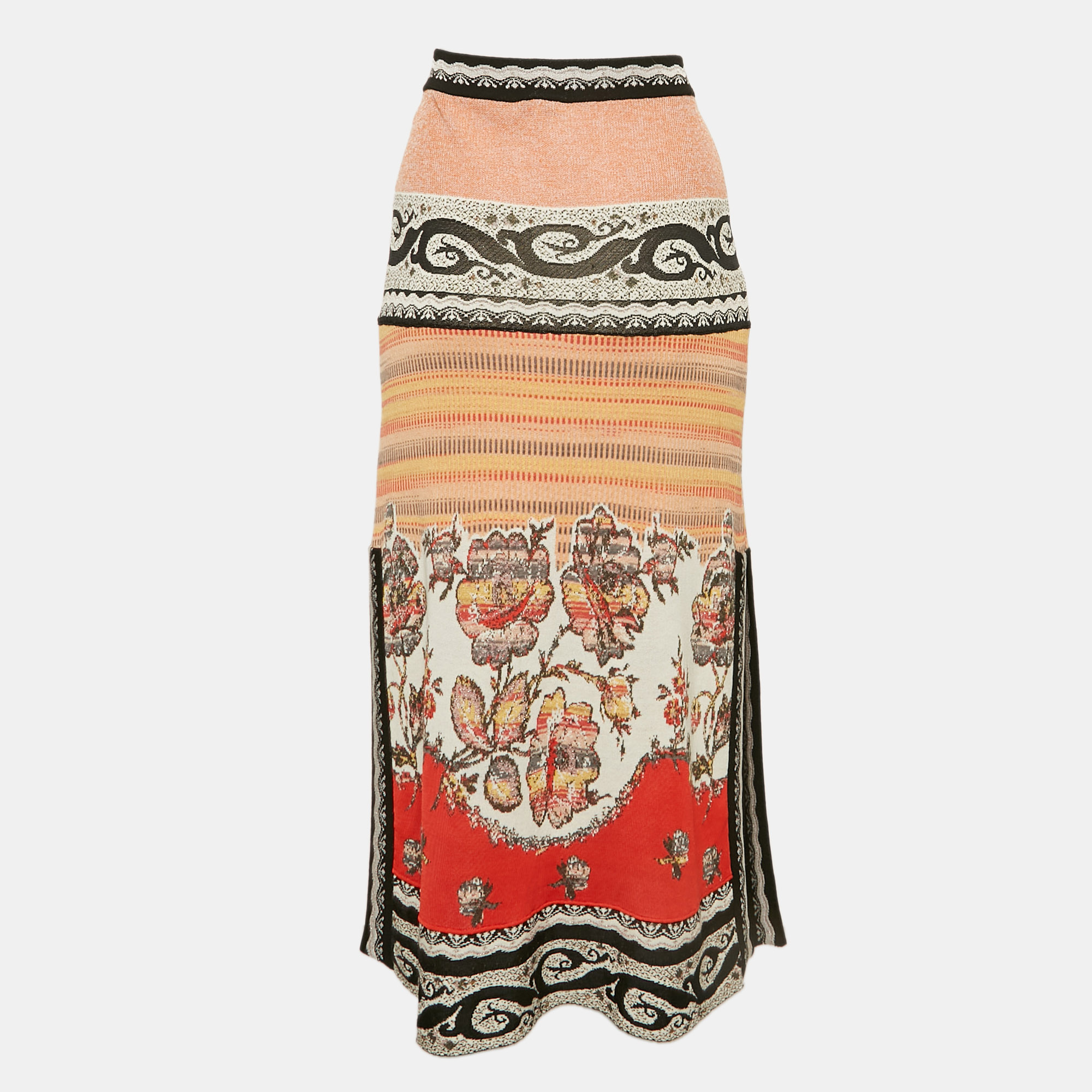 

Etro Multicolor Patterned Knit Midi Skirt M