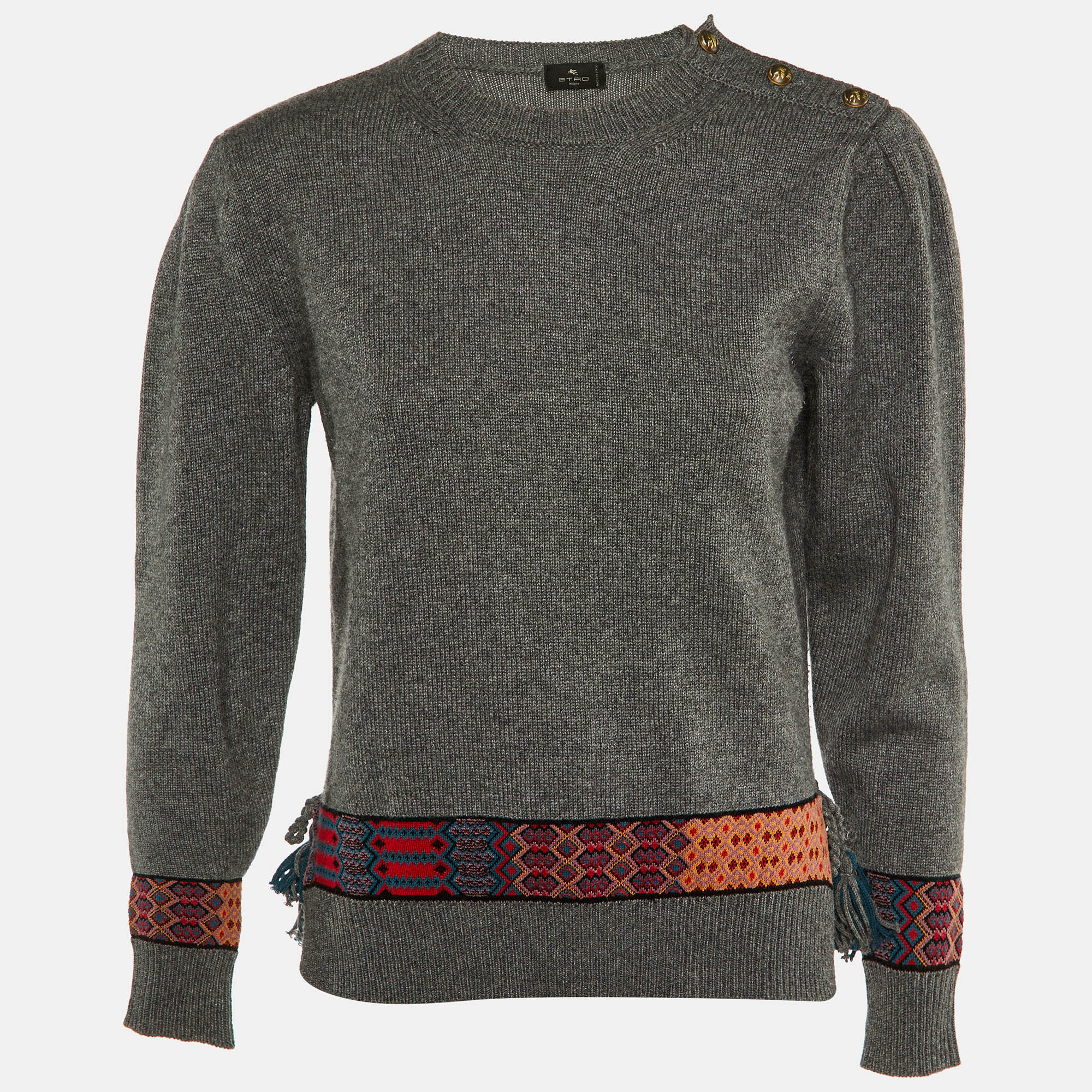 

Etro Grey Wool Knit Pattern Detail Sweater S