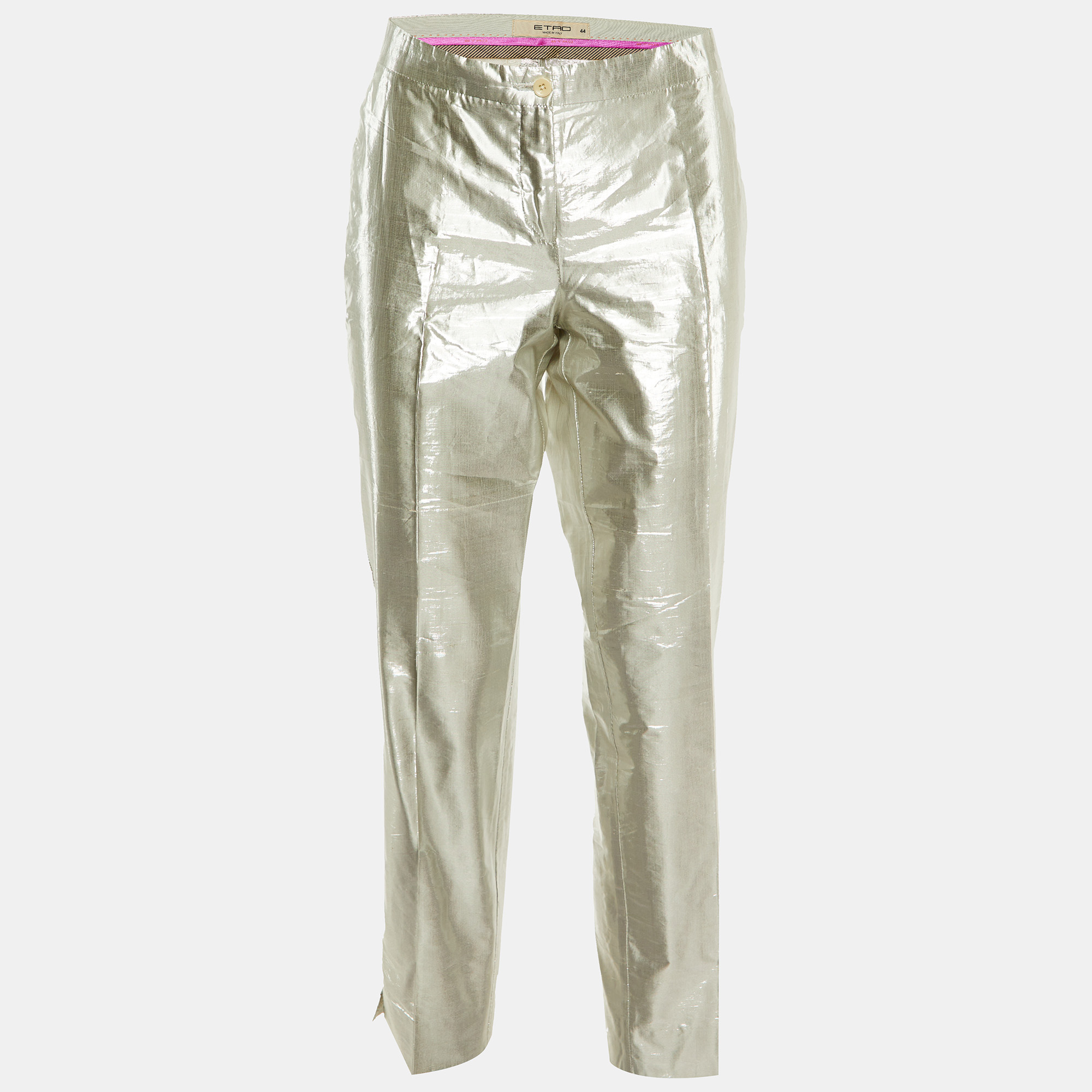 

Etro Silver Lurex Silk Pants M