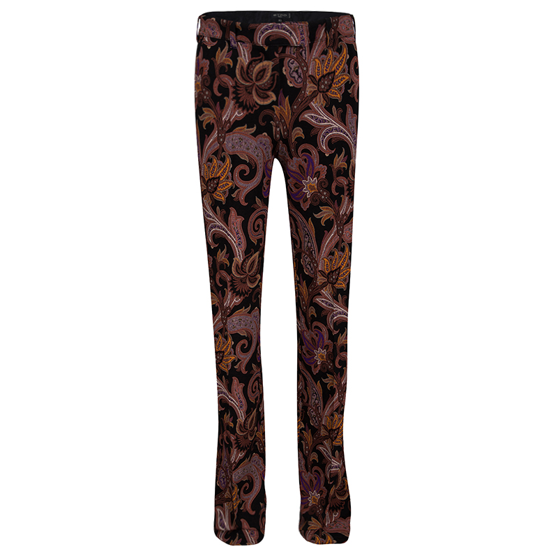 مملوكة مسبقًا Etro Multicolor Paisley Printed Straight Fit Trousers S