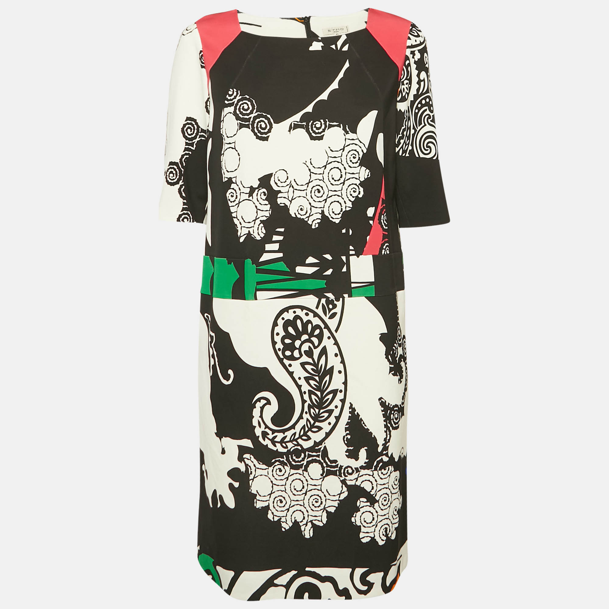 

Etro Black Printed Jersey Short Dress L