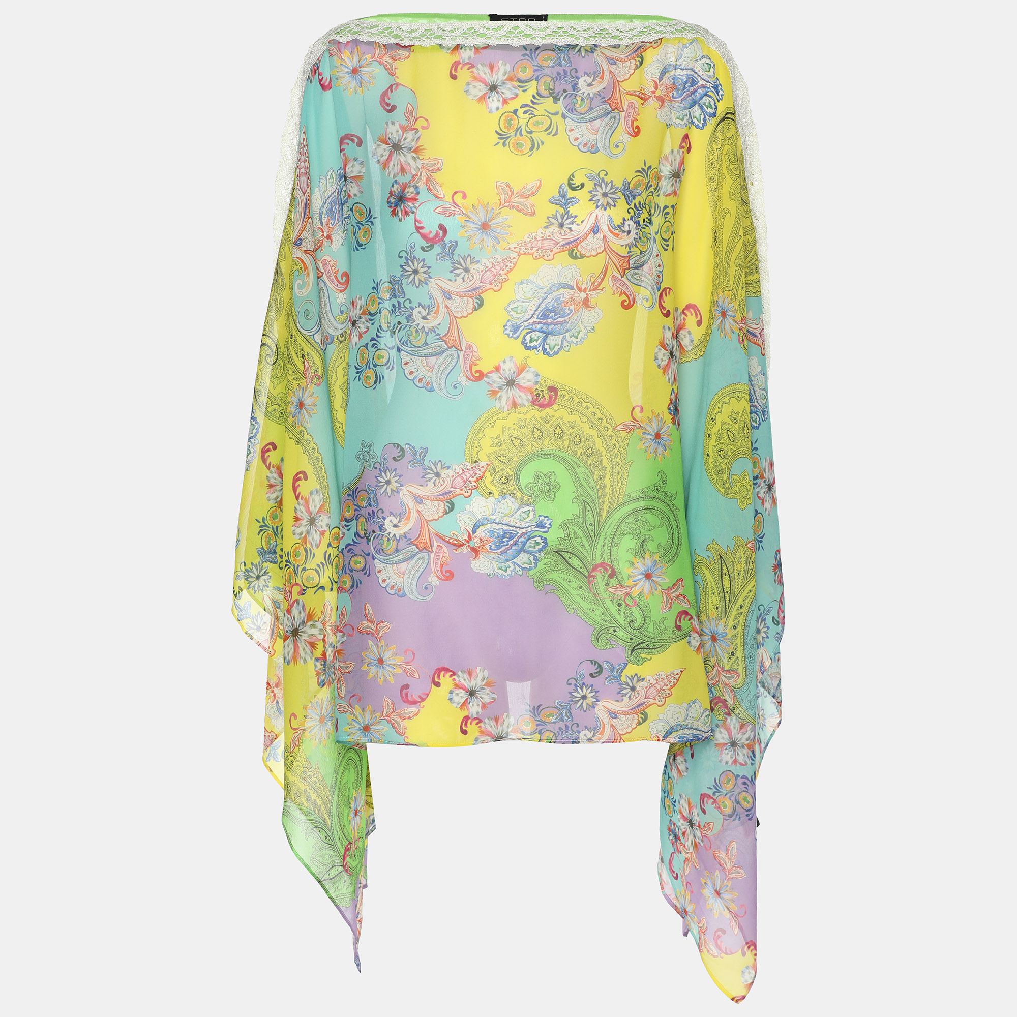 

Etro Multicolor Silk Draped Paisley Print Twill Blouse L