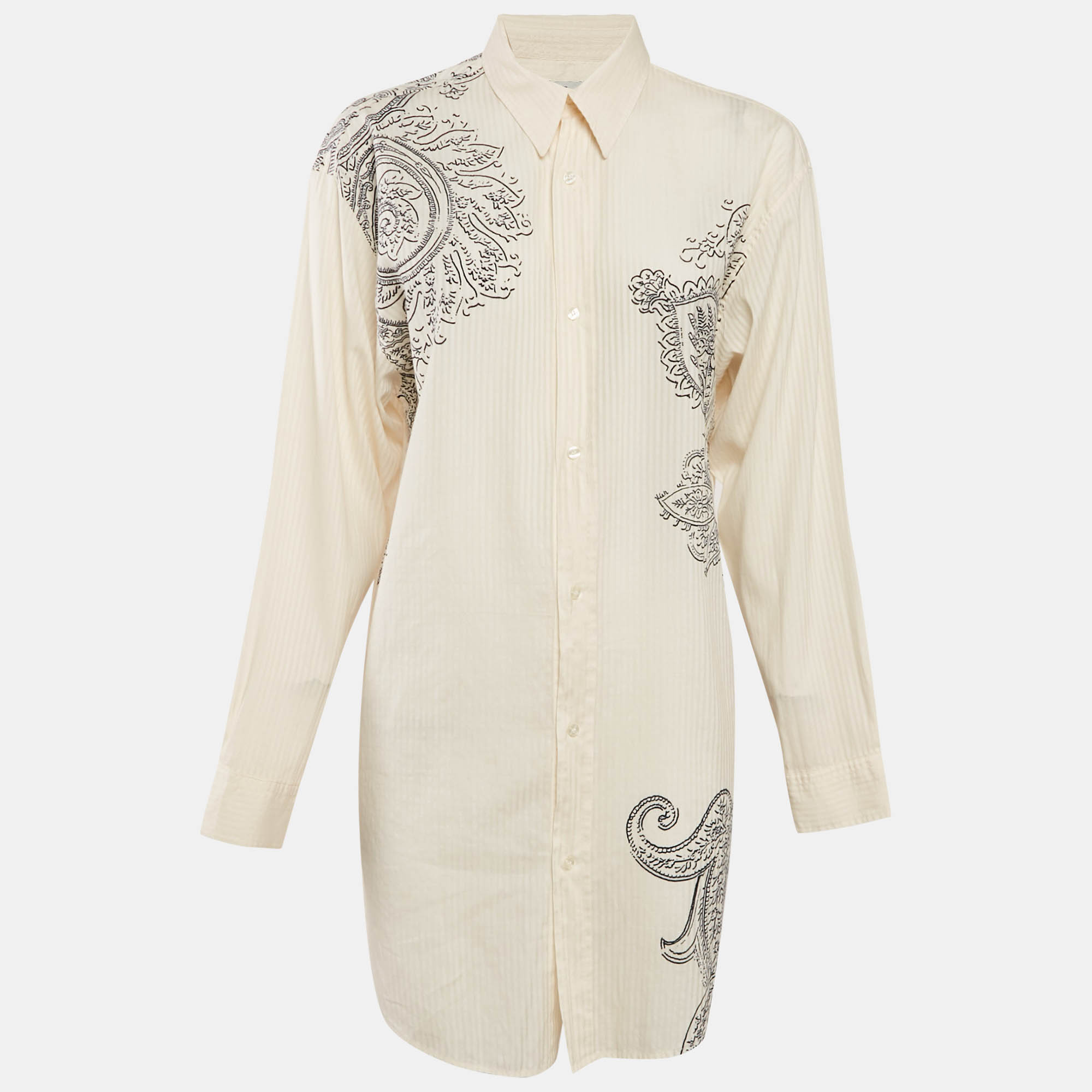 

Etro Cream Paisley Print Cotton Blend Long Sleeve Shirt M