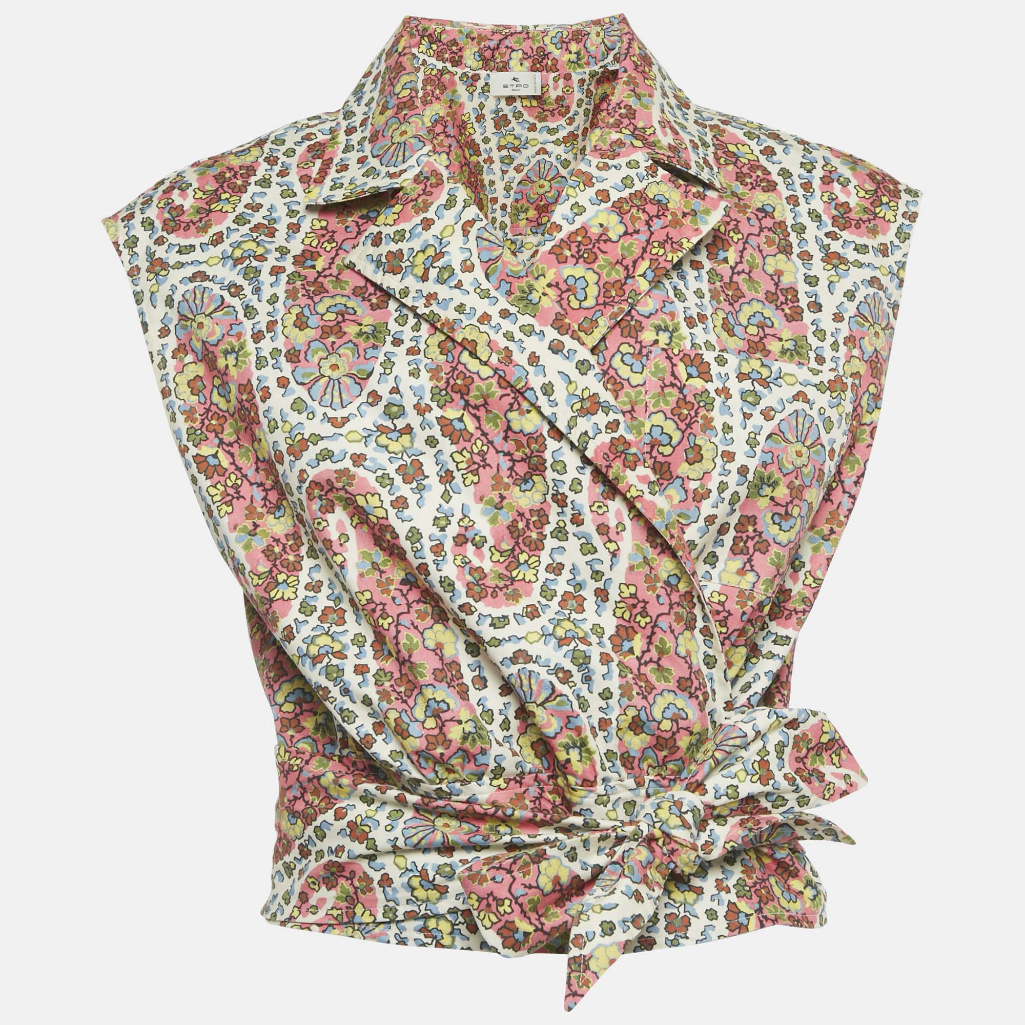 

Etro Multicolor Floral Print Sleeveless Wrap Top M