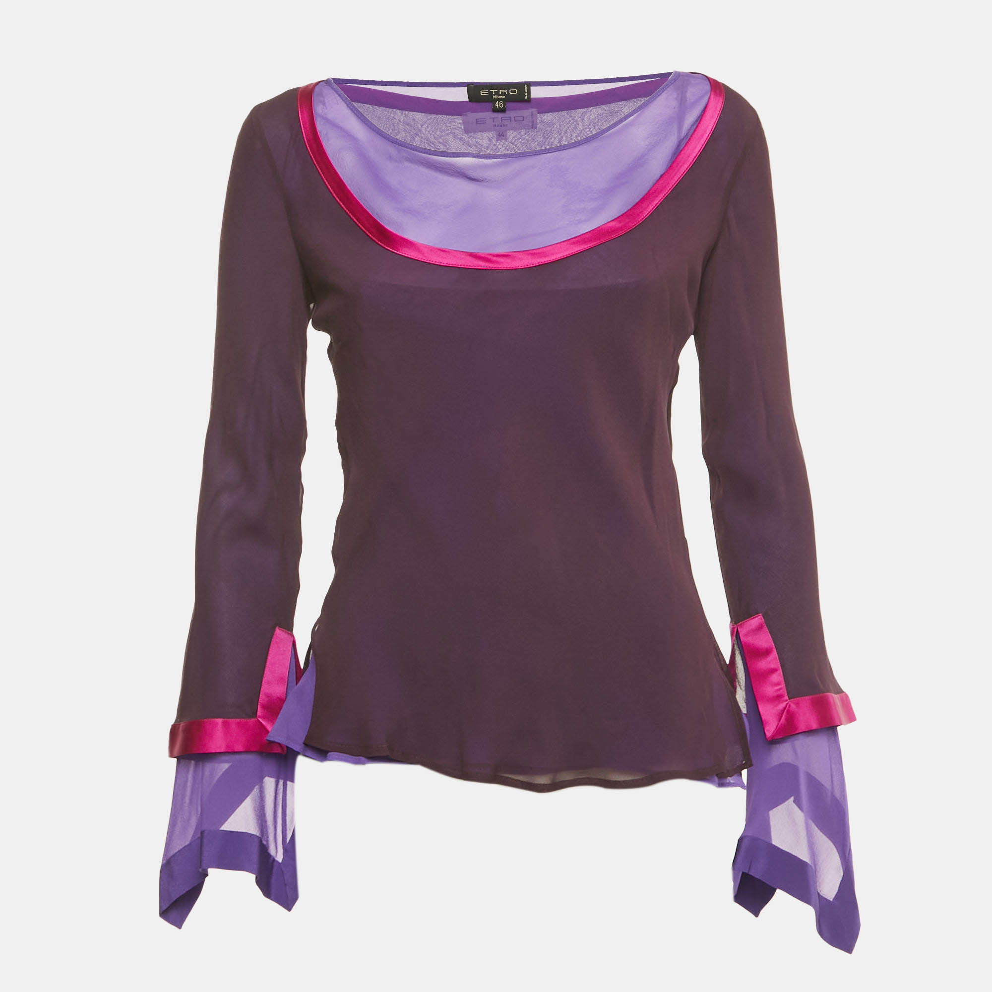 

Etro Purple Silk Layered Silk Top M/L