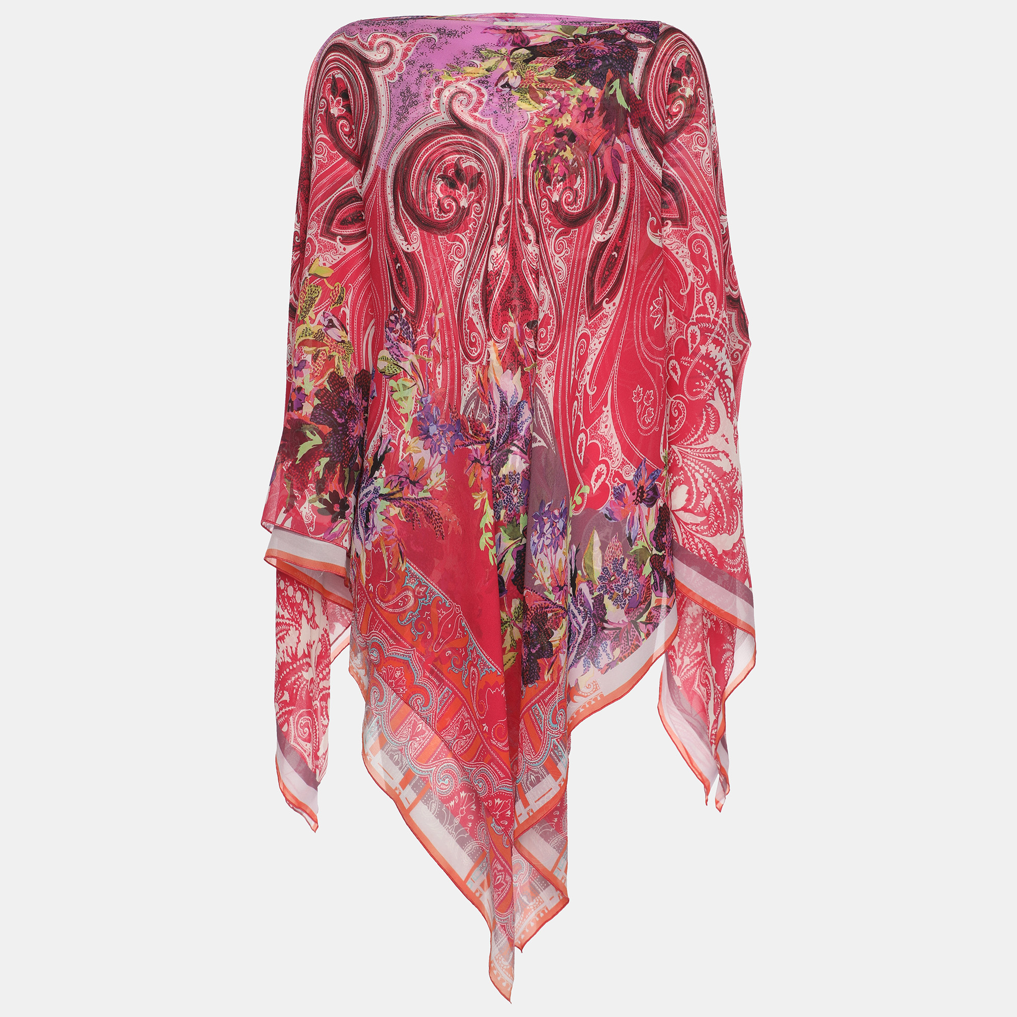 Pre-owned Etro Multicolor Paisley Print Chiffon Cape One Size