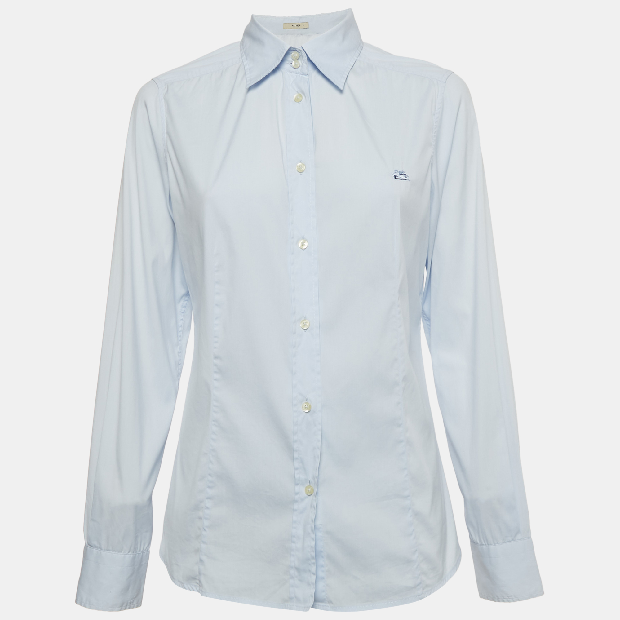 Etro Blue Cotton Long Sleeve Shirt M