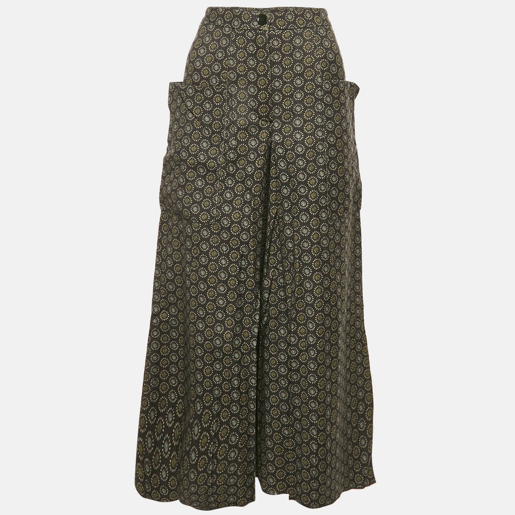Pre-owned Etro Black Printed Wool Culottes S