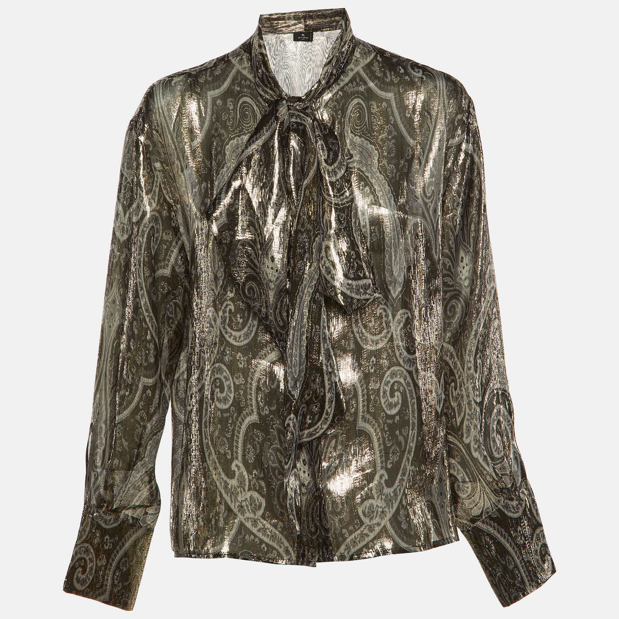 

Etro Metallic Lame neck Tie Detail Top L