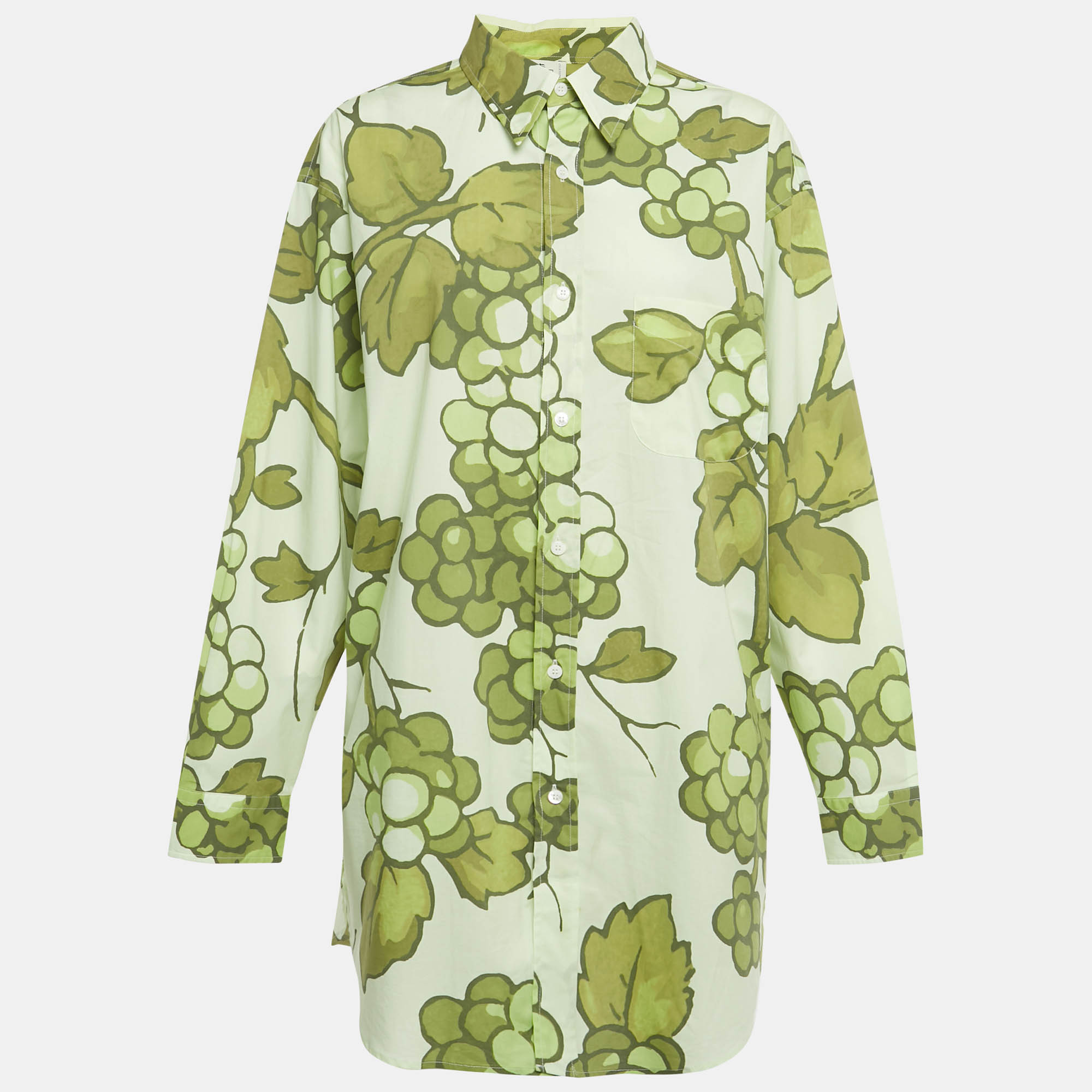 

Etro Green Printed Cotton Button Front Oversized Shirt L