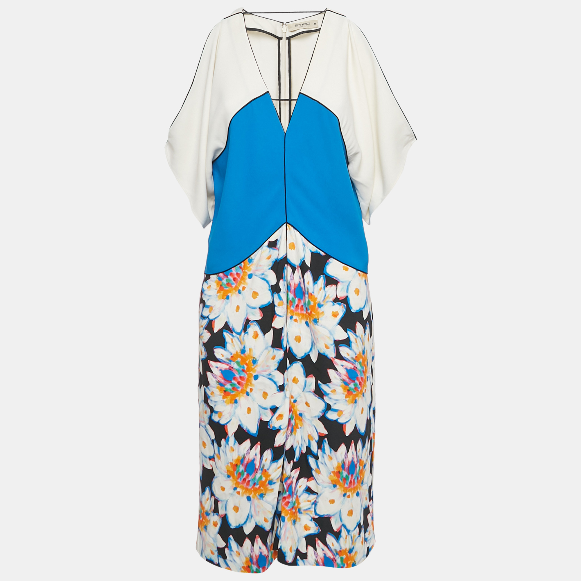Etro Multicolor Printed Crepe Cut-Out Detail Midi Dress M