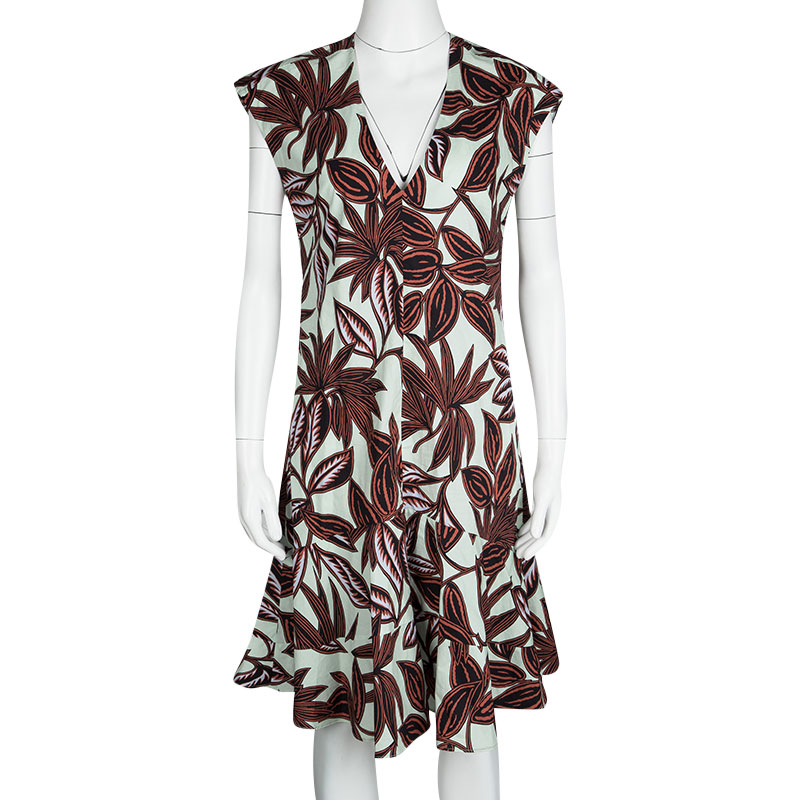 

Etro Multicolor Leaf Print Cotton V-Neck Sleeveless Dress