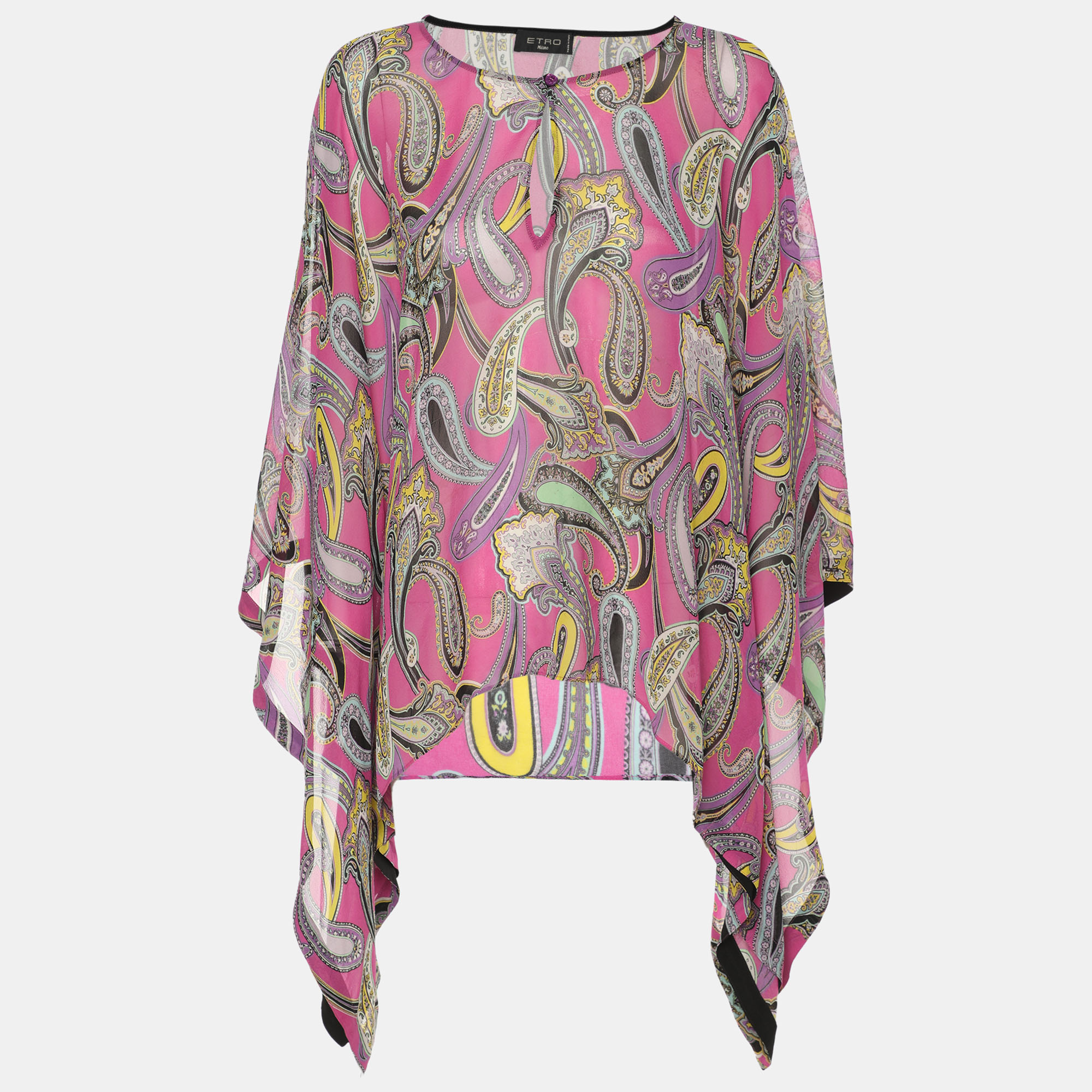 

Etro Multicolor Silk Draped Paisley Print Blouse M