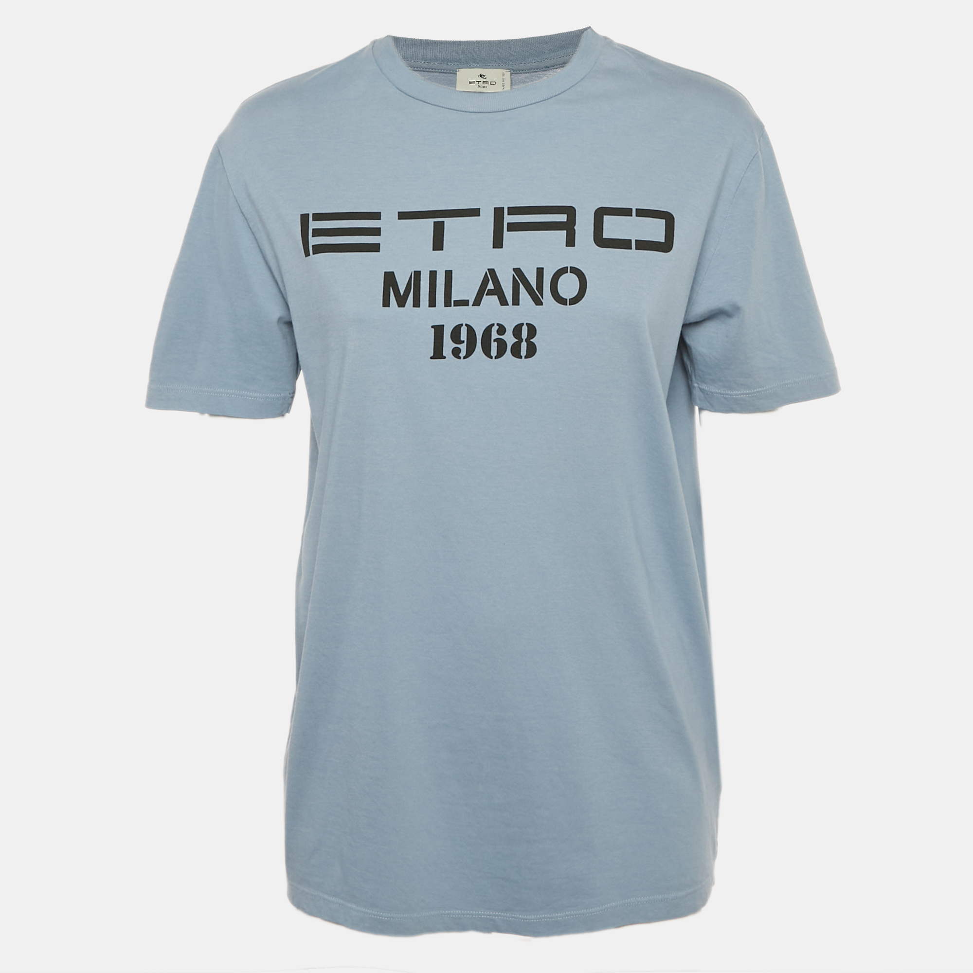 

Etro Blue Logo Print Crewneck T-Shirt S