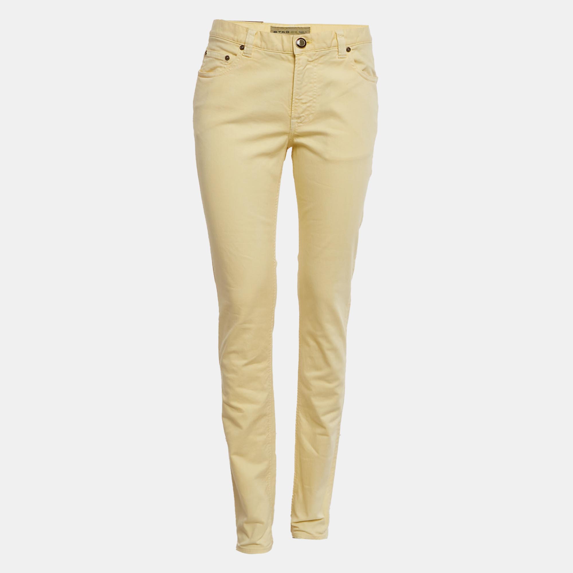 Pre-owned Etro Yellow Cotton Skinny Jeans M/waist 29"