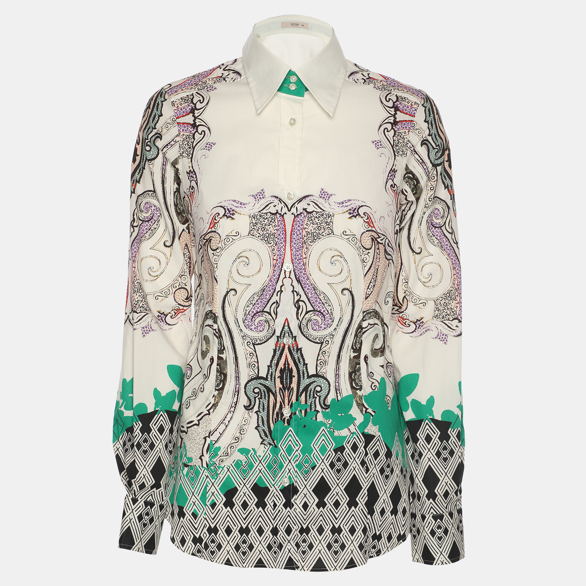 Pre-owned Etro Multicolor Printed Cotton Long Sleeve Shirt S
