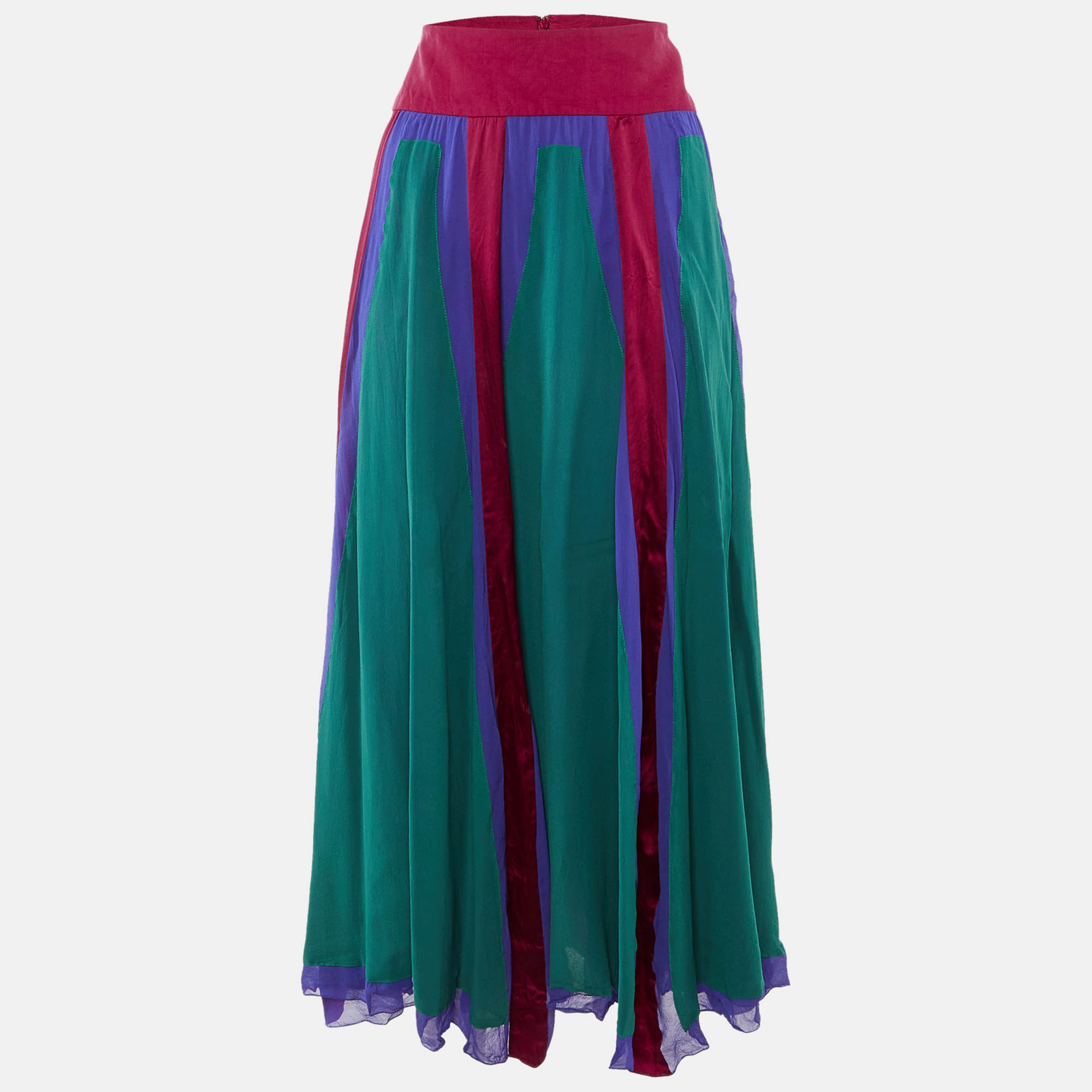 Pre-owned Etro Multicolor Silk Maxi Skirt M
